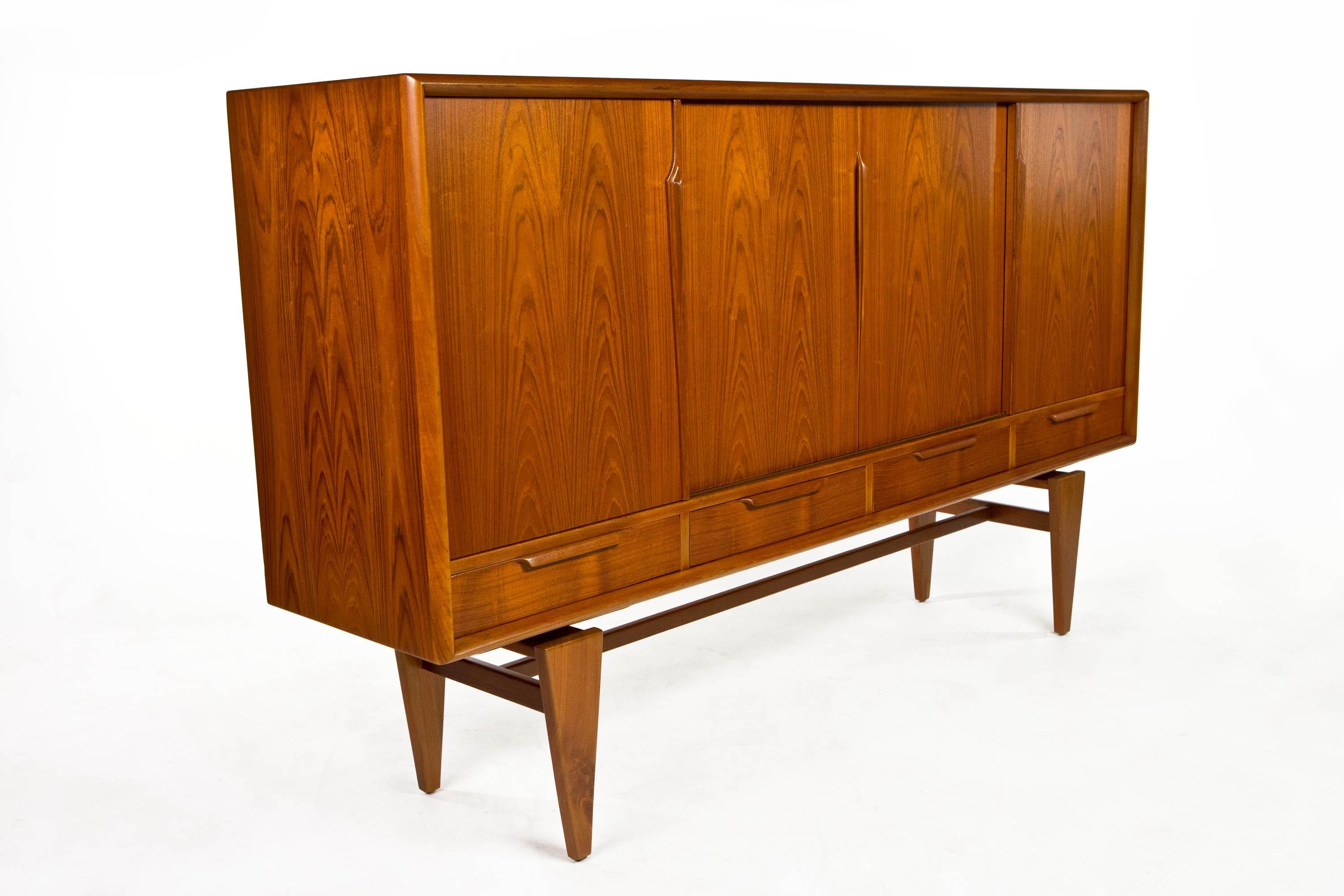 Axel Christensen Odder Vintage Danish Teak Highboard by ACO Mobler Denmark 1960s For Sale 14