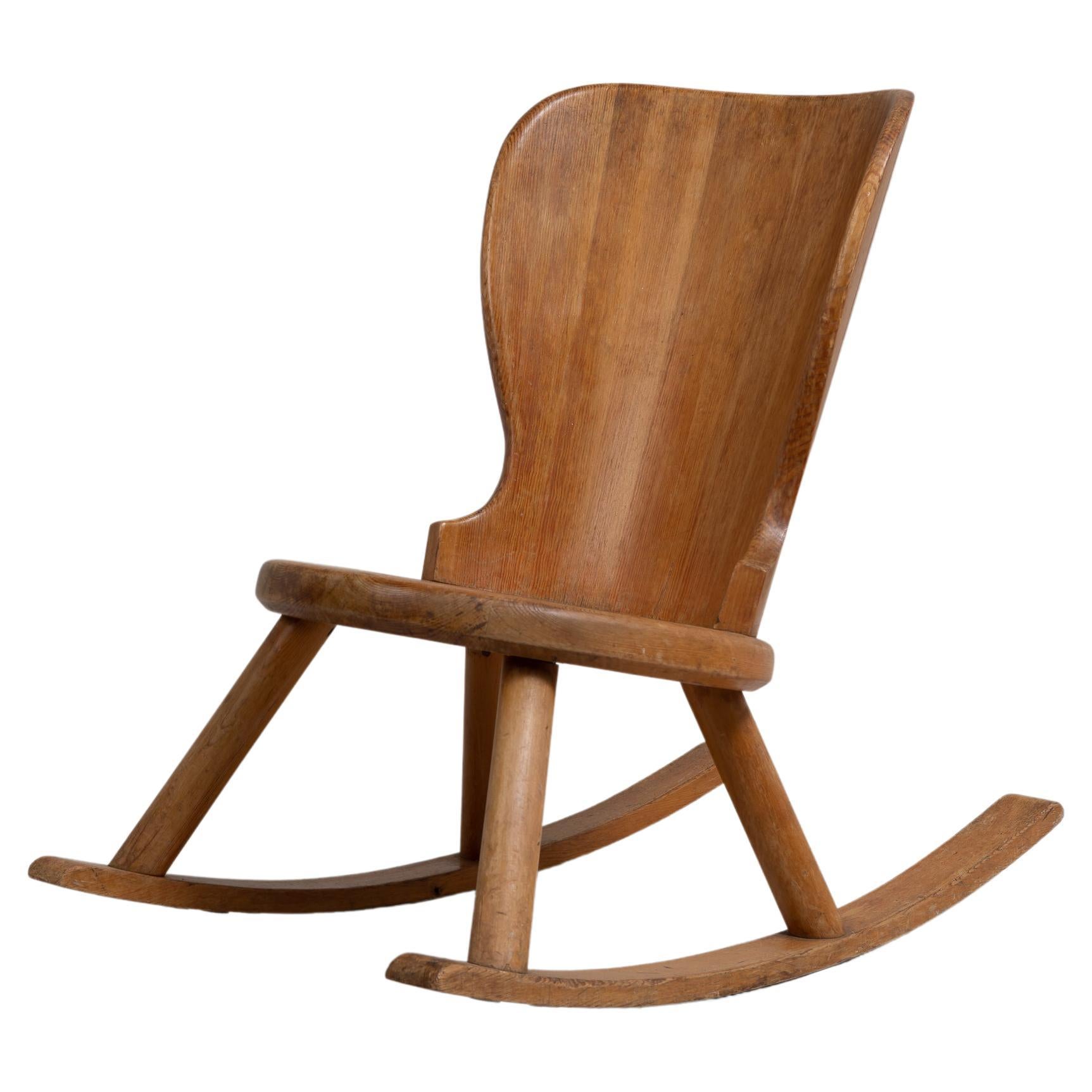 Axel Einar Hjort Style Swedish Hand-Made Pine Rocking Chair