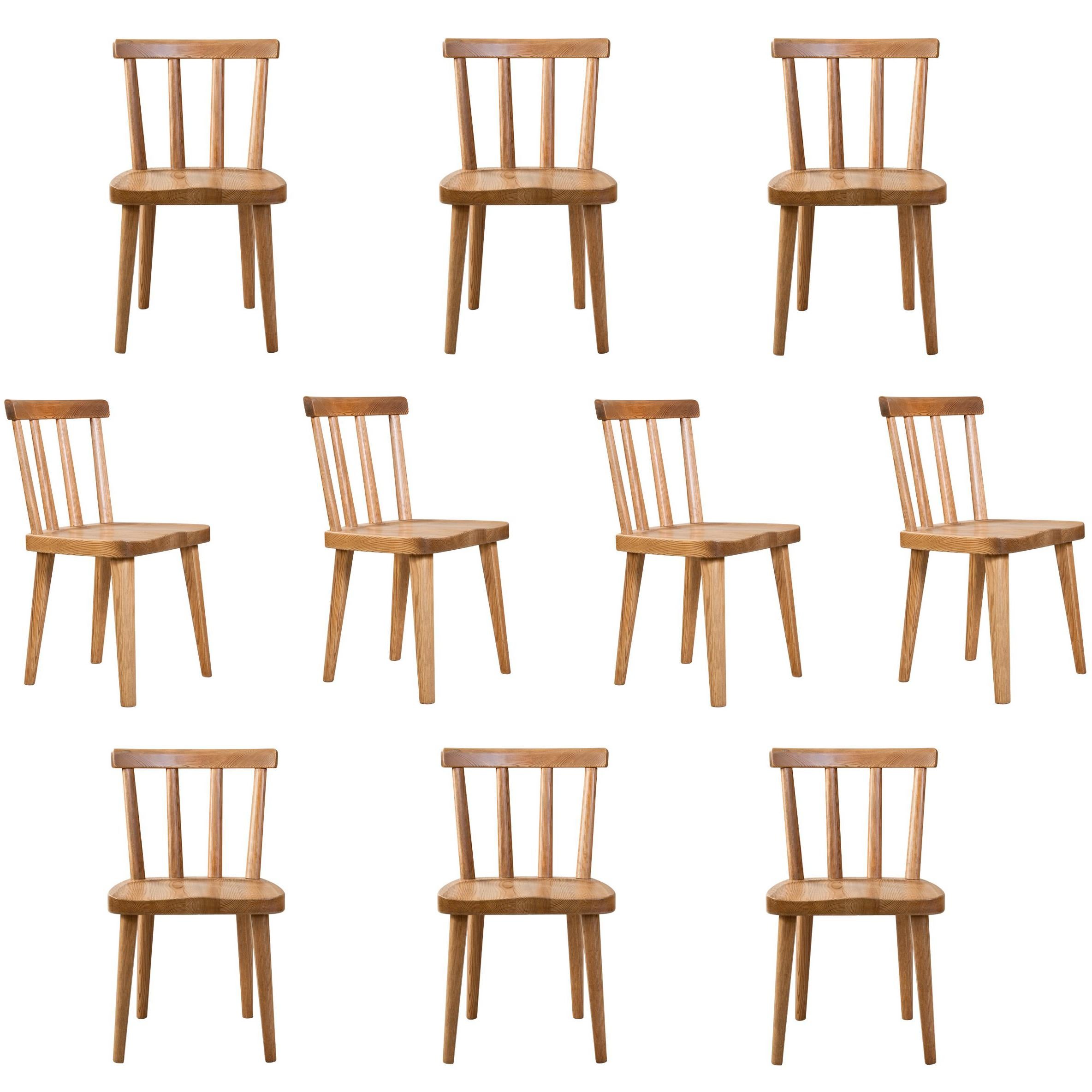 Axel-Einar Hjorth, a Set of Ten Swedish Pine Utö Chairs For Sale