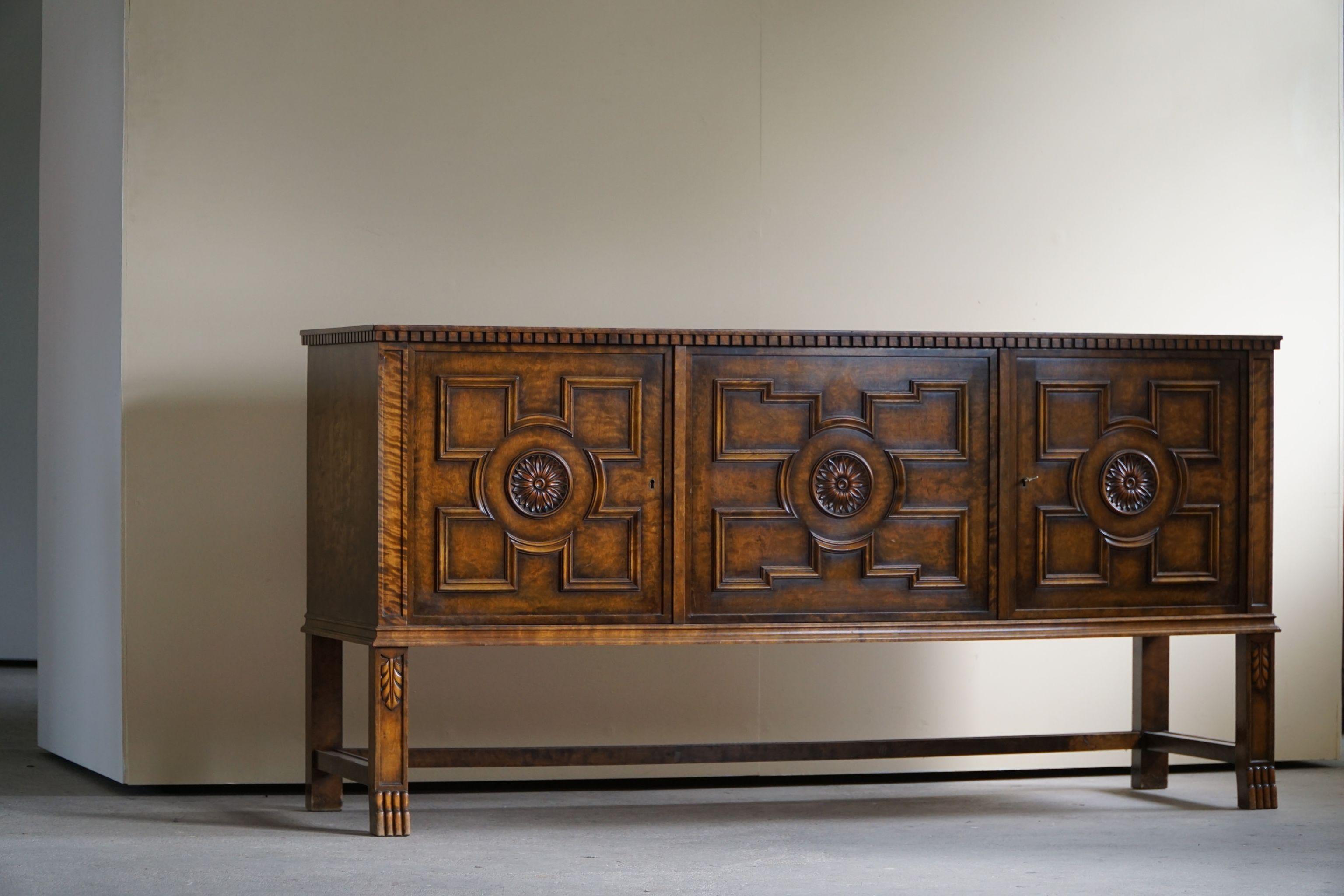 Axel Einar Hjorth, Art-déco-Sideboard, Modell „Roma“, hergestellt von Bodafors, 1920er Jahre im Angebot 12