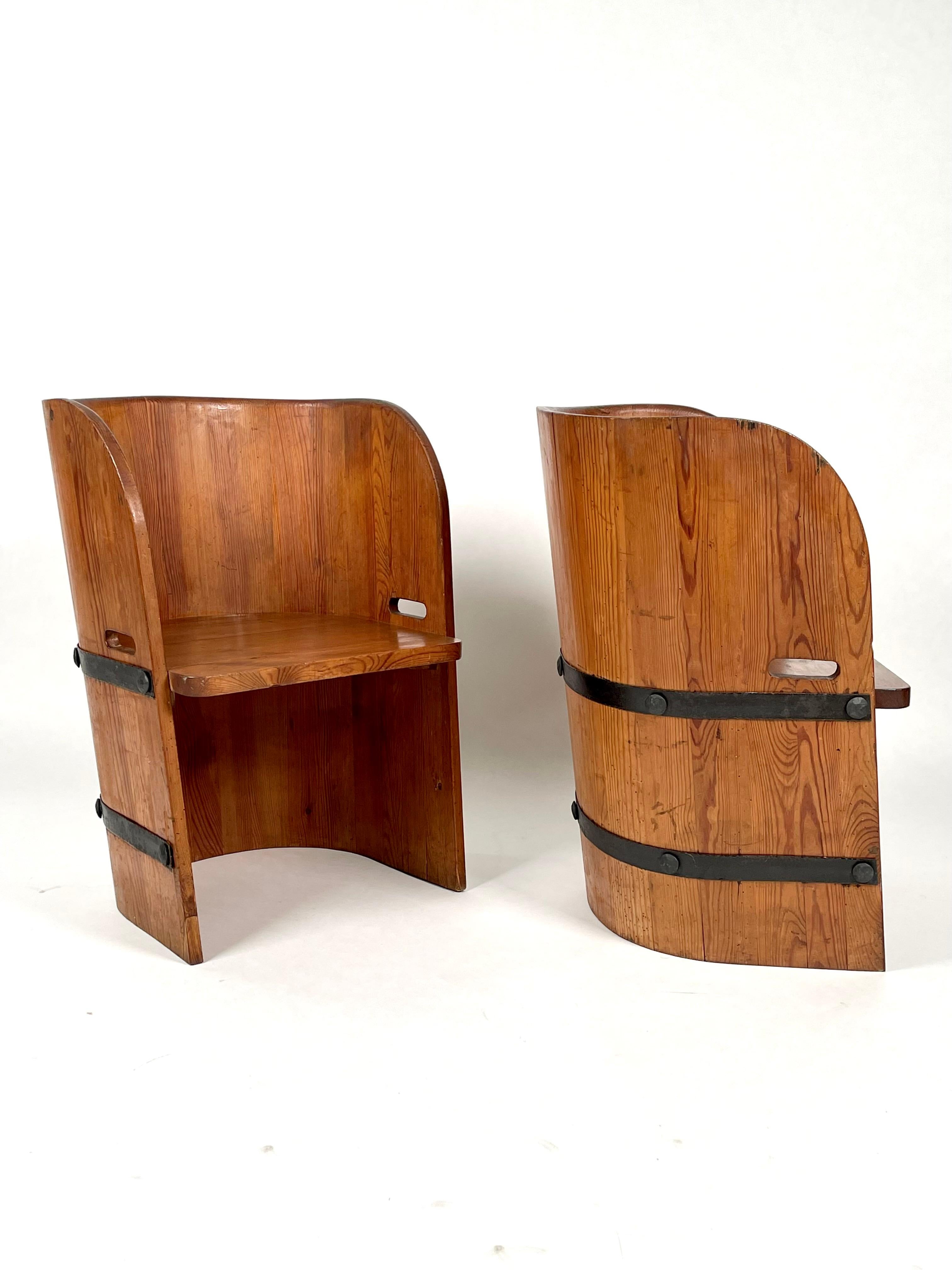 Axel-Einar Hjorth, Attributed, Pair of Solid Pine & Armchairs, Sweden, 1930-40s 6