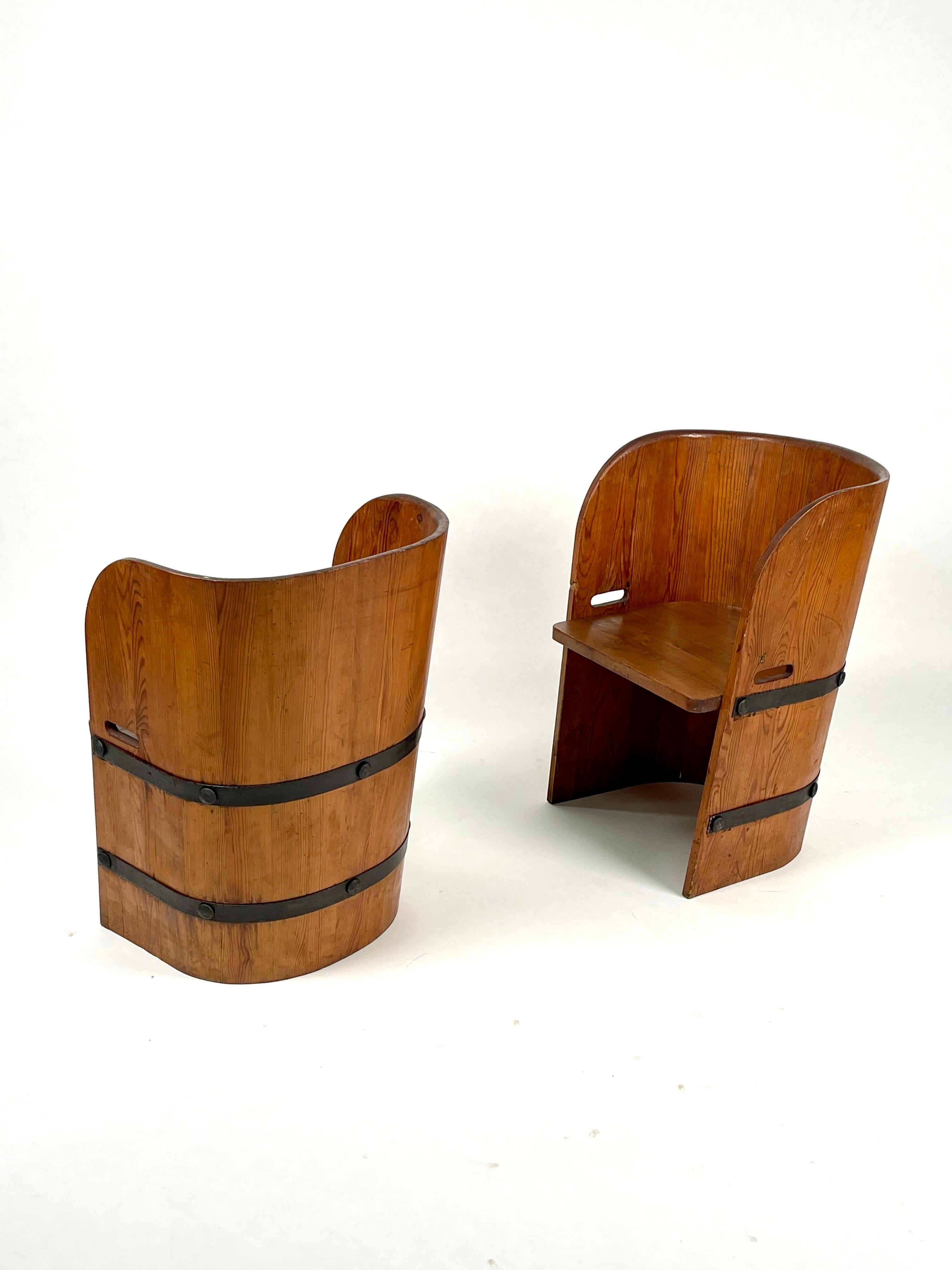 Axel-Einar Hjorth, Attributed, Pair of Solid Pine & Armchairs, Sweden, 1930-40s 12