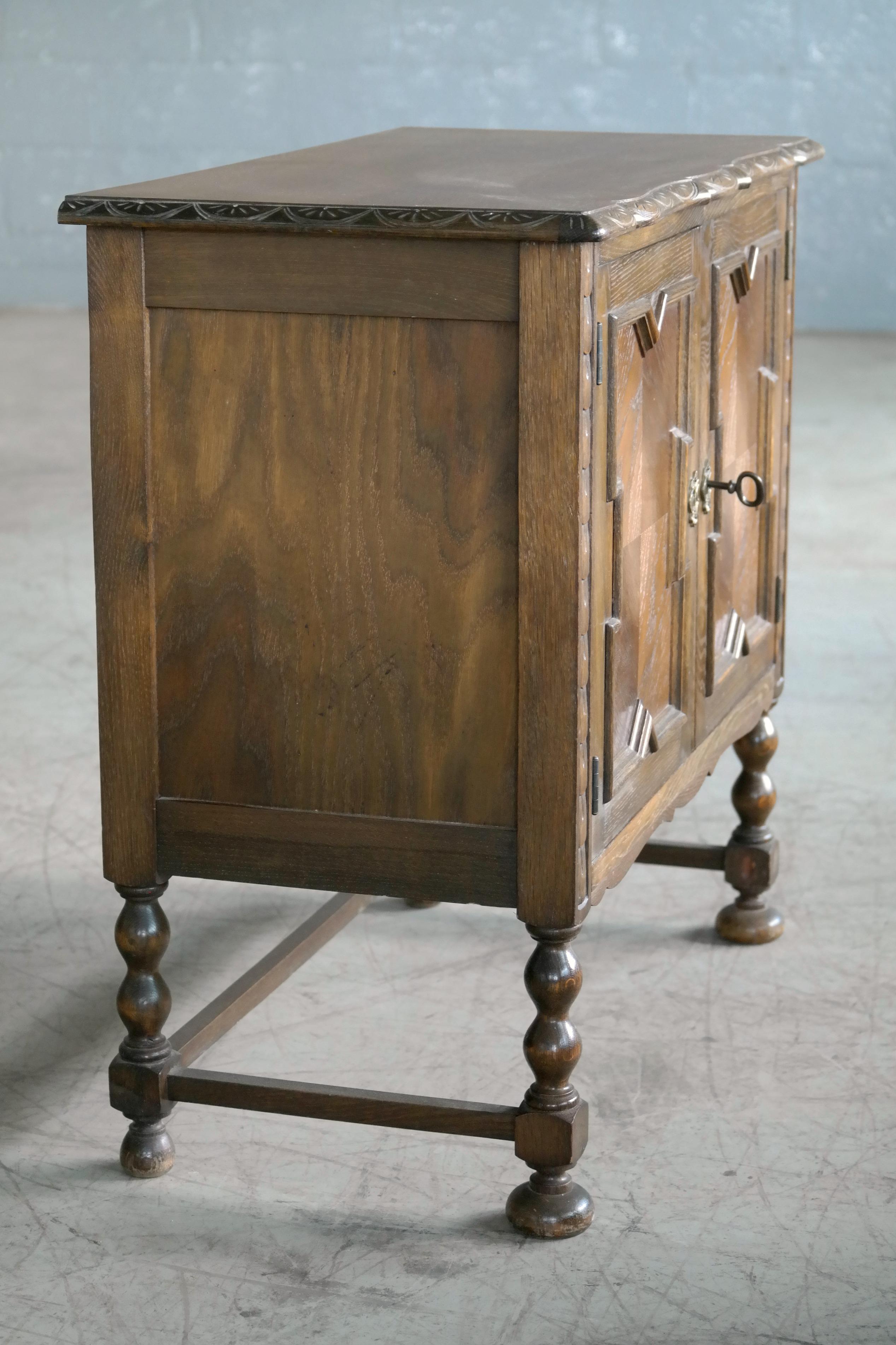 Axel Einar Hjorth Attributed Small Console or Cabinet in Stained Oak circa 1940s 5
