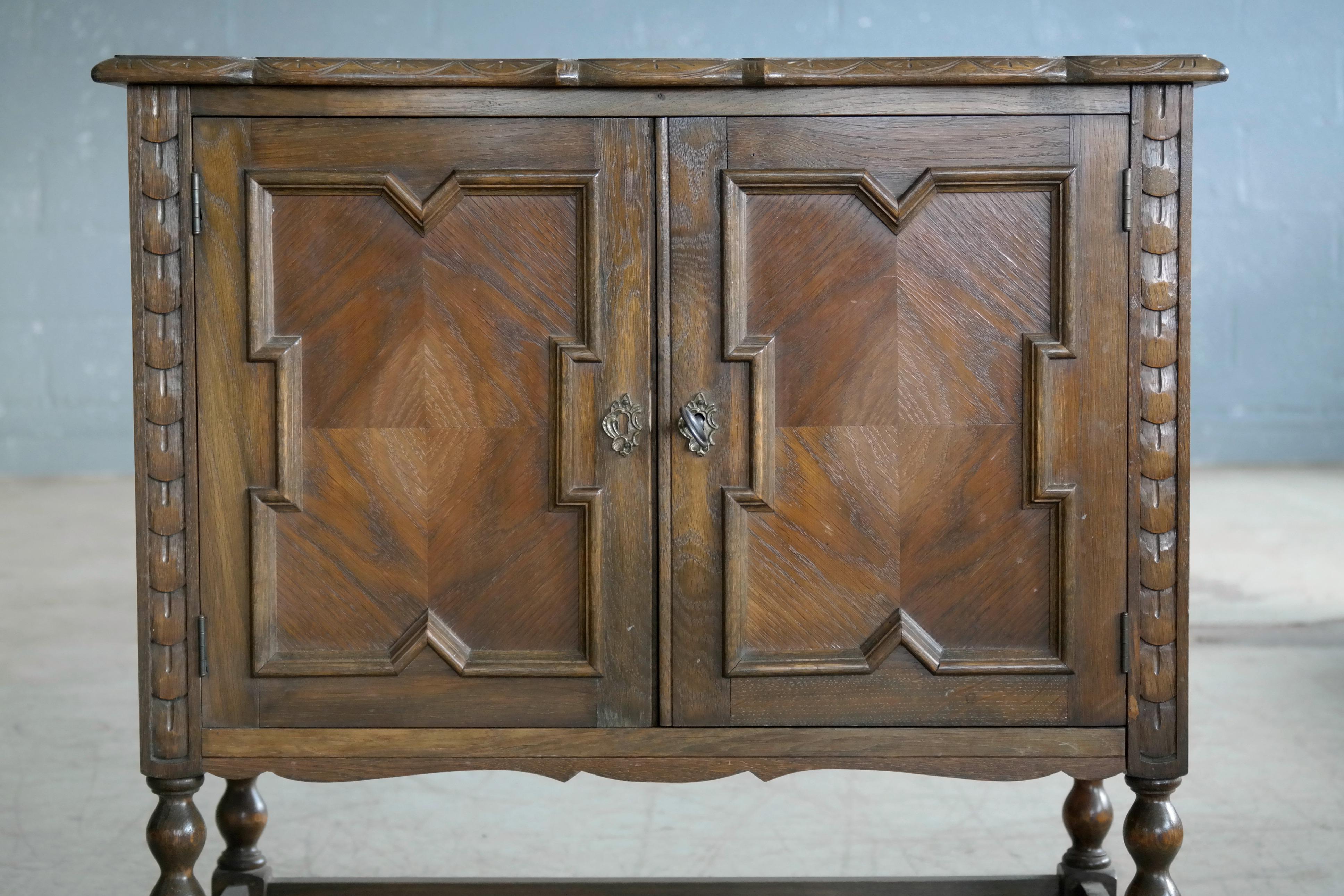 Art Deco Axel Einar Hjorth Attributed Small Console or Cabinet in Stained Oak circa 1940s