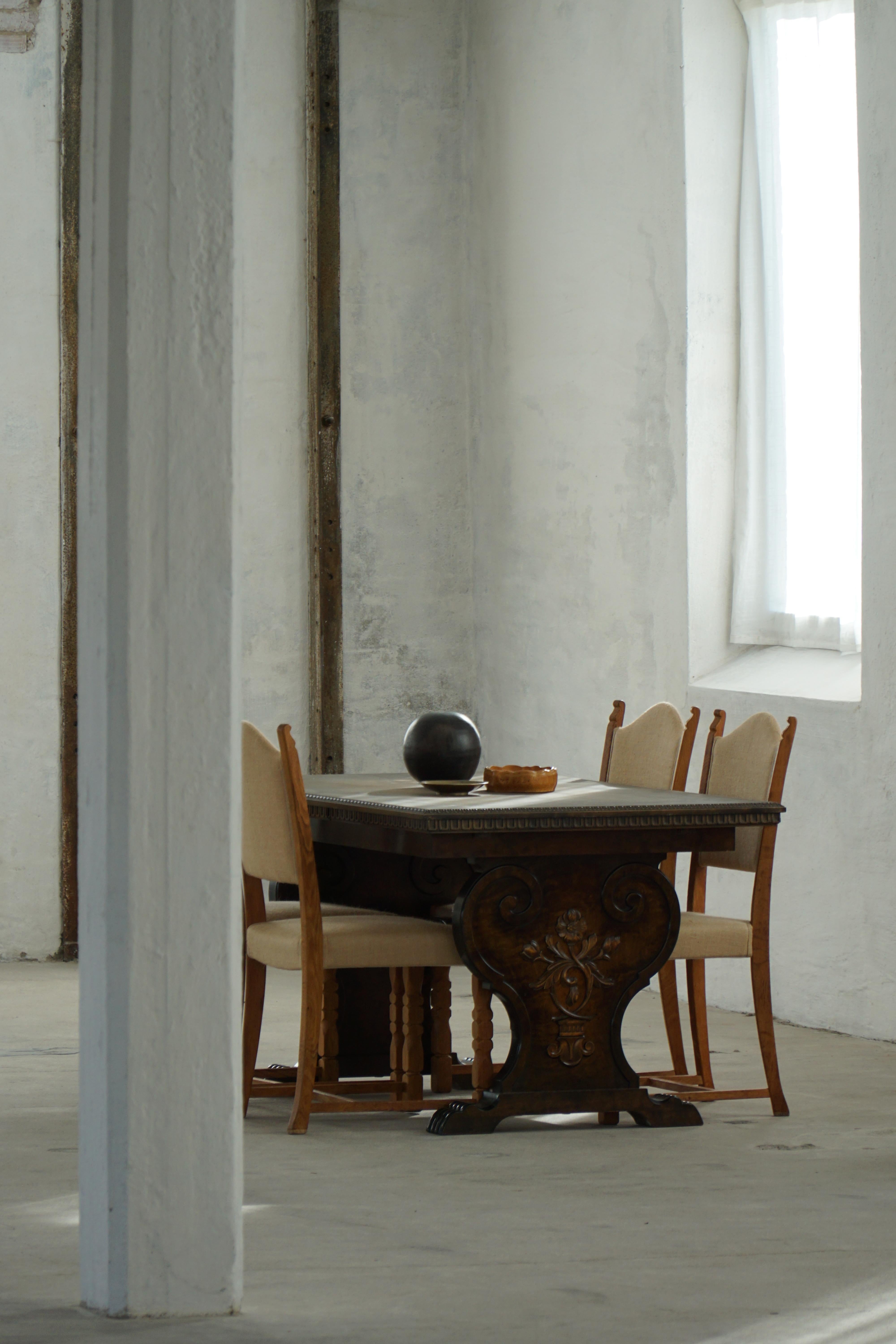 Axel Einar Hjorth, Dining Table in Birch, Swedish Grace, Bodafors, 1930s For Sale 2