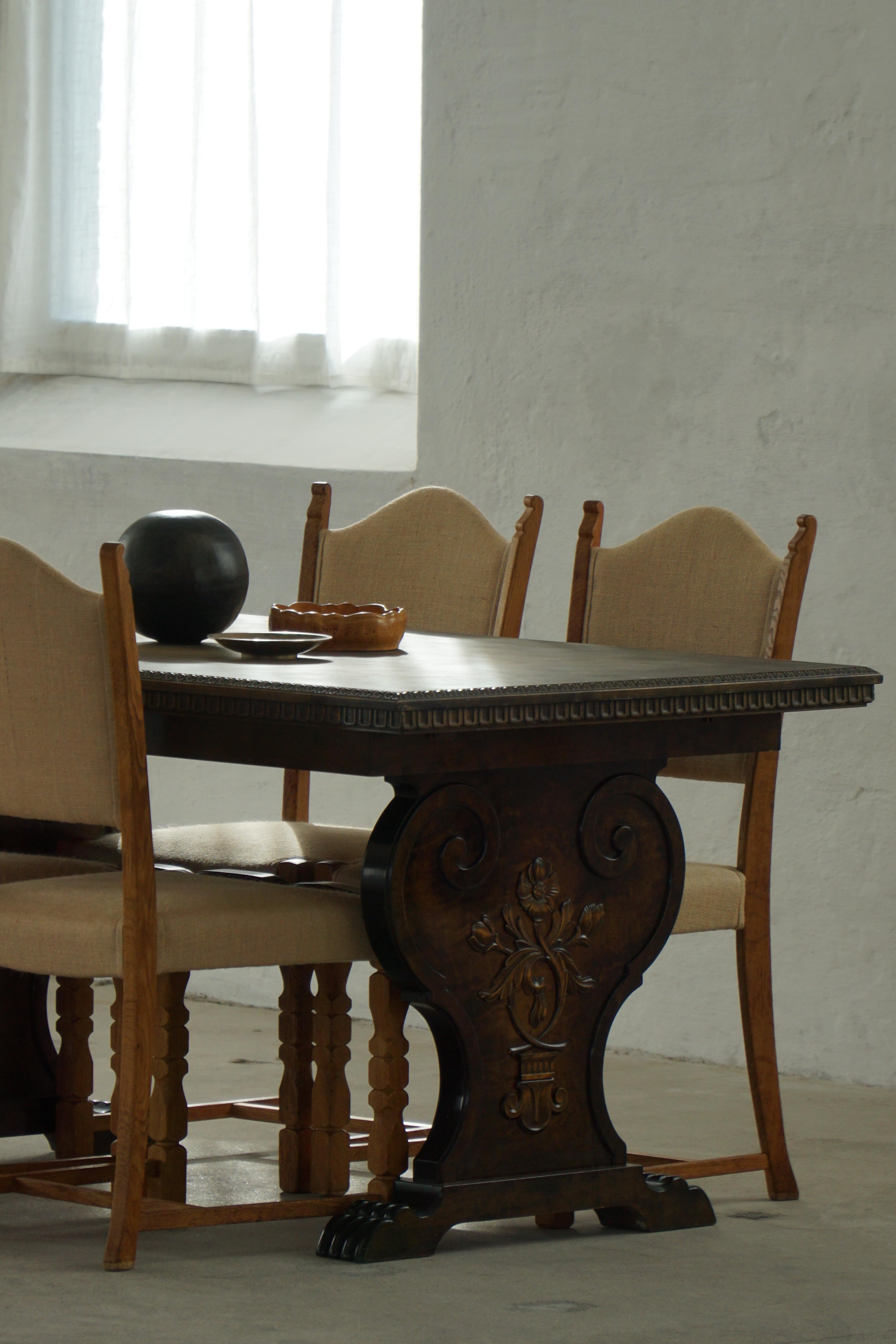 Axel Einar Hjorth, Dining Table in Birch, Swedish Grace, Bodafors, 1930s For Sale 3