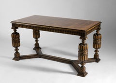 Axel Einar Hjorth for Nordiska Kompaniet, Carved Library Table, Sweden, c. 1928