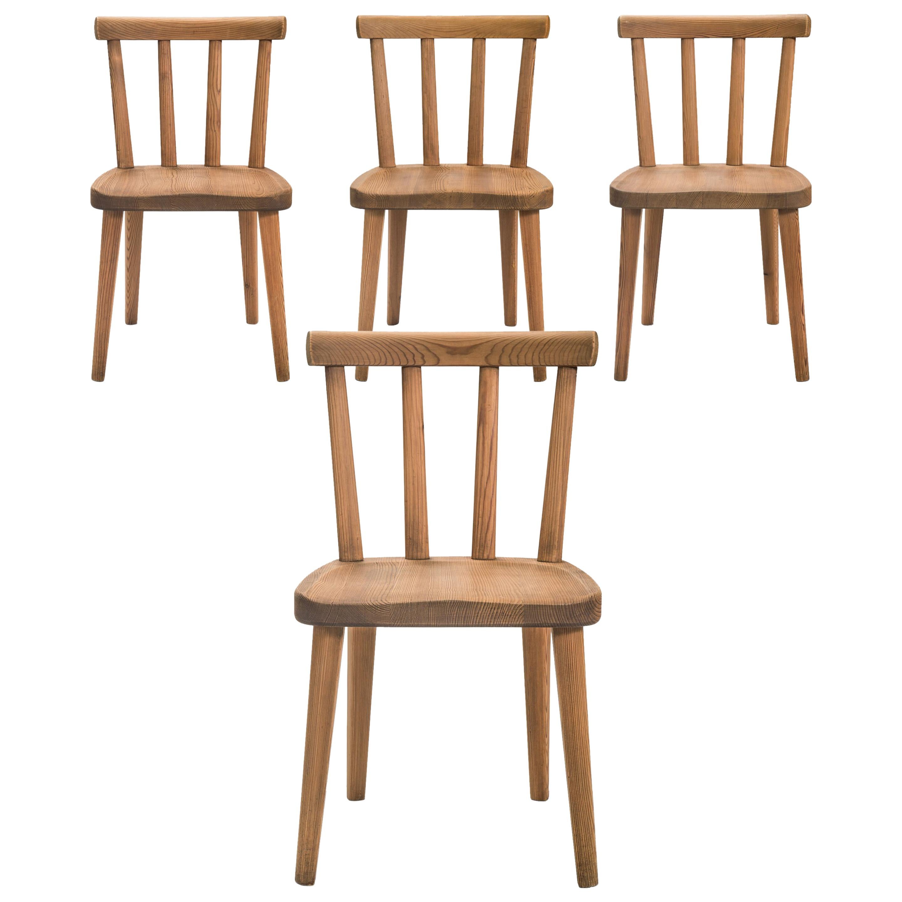 Axel-Einar Hjorth, for Nordiska Kompaniet, Set of 4 Uto Solid Pine Chairs