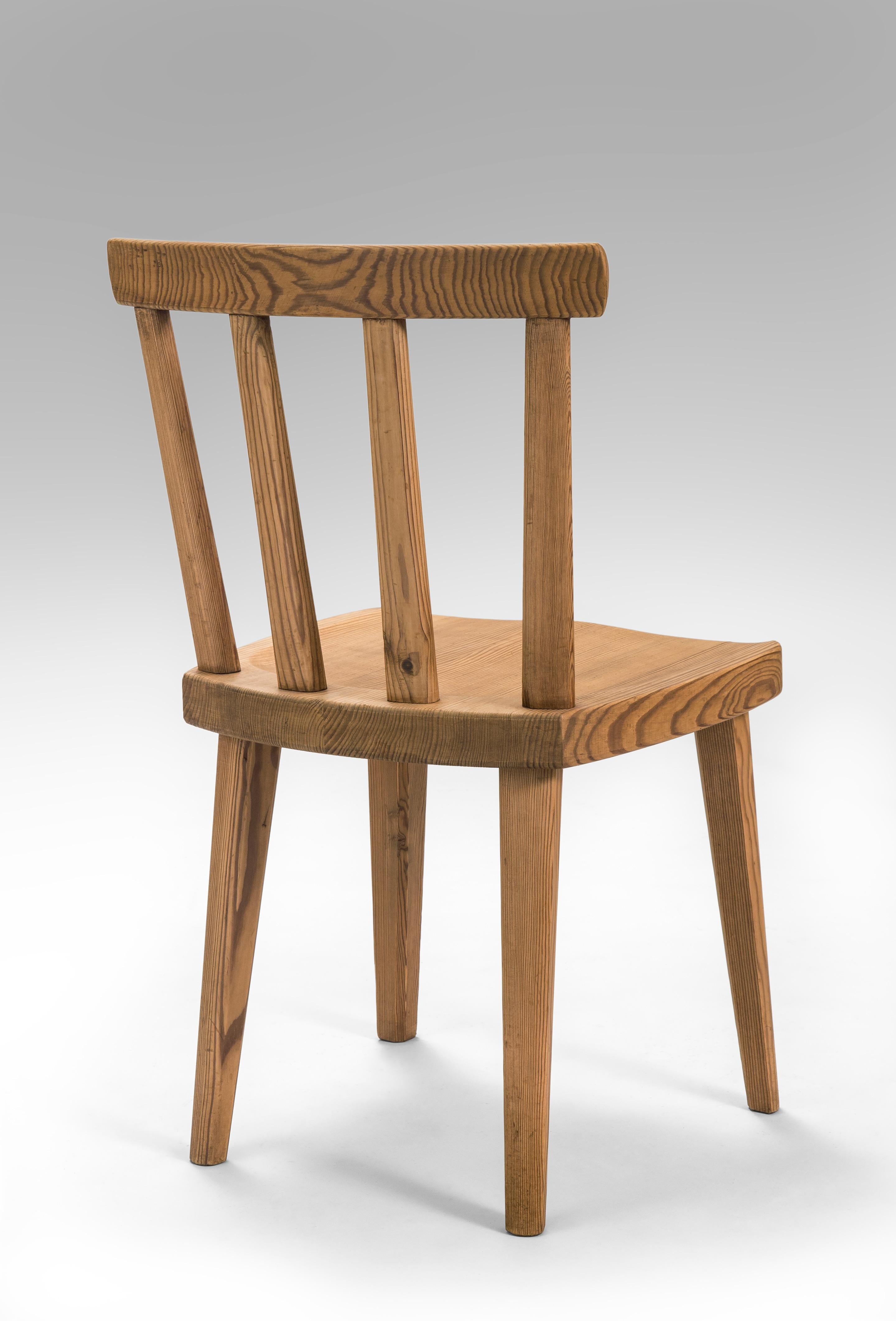 Axel Einar Hjorth, for Nordiska Kompaniet, Set of 6 Solid Pine Utö Chairs In Good Condition For Sale In New York, NY