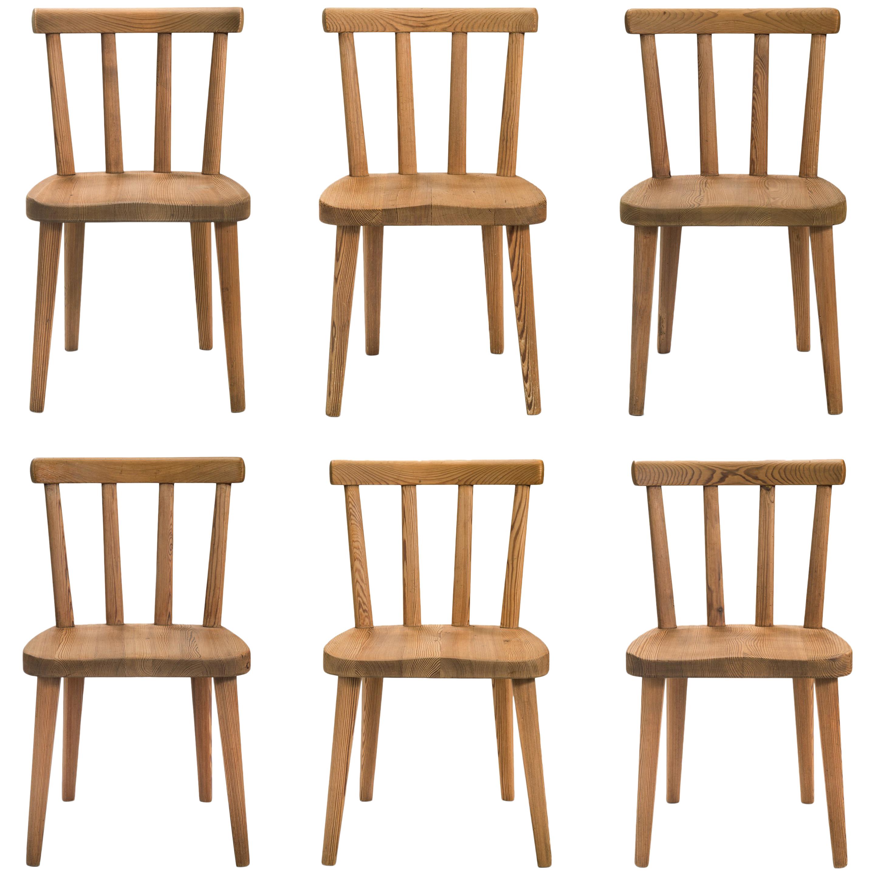 Axel Einar Hjorth, for Nordiska Kompaniet, Set of 6 Solid Pine Utö Chairs For Sale