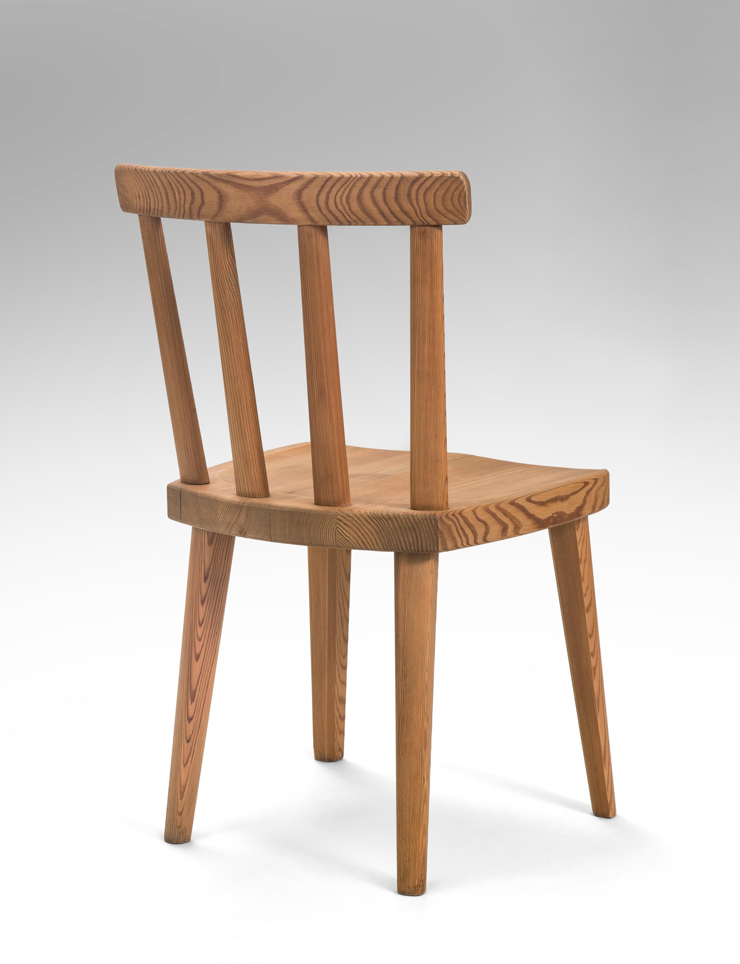 Axel Einar Hjorth, for Nordiska Kompaniet, Set of 8 Solid Pine Utö Chairs  In Good Condition In New York, NY