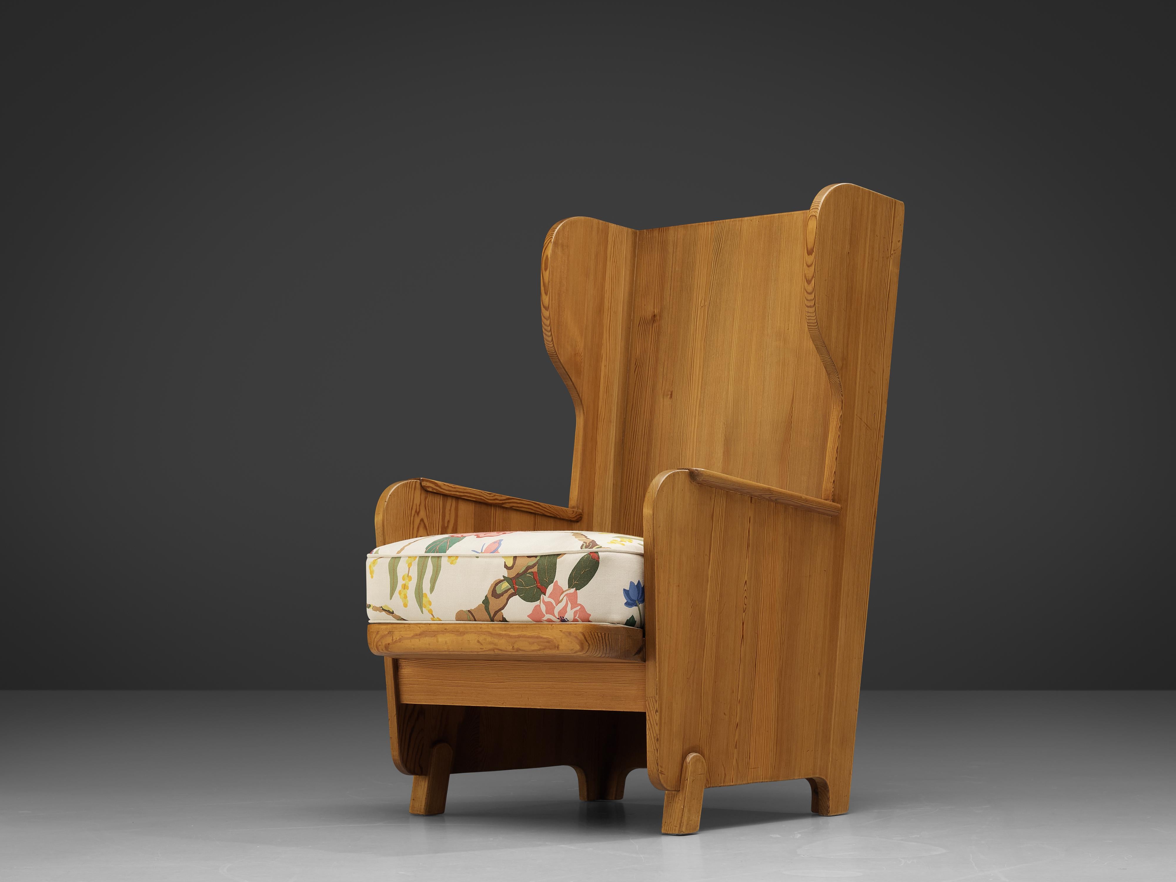 Scandinavian Modern Axel Einar Hjorth 'Lovö' Lounge Chair in Solid Pine