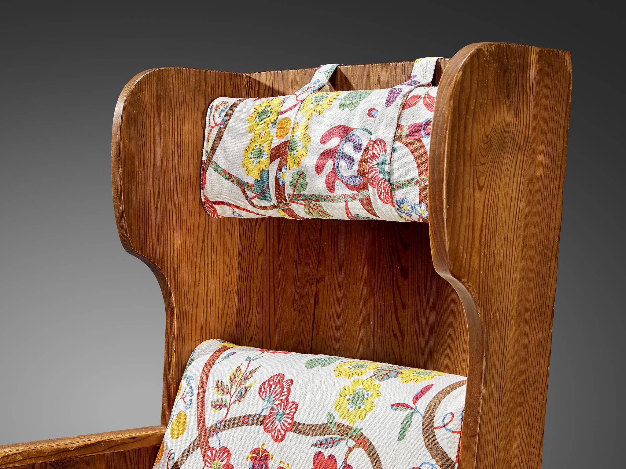 Scandinavian Modern Axel Einar Hjorth 'Lovö' Lounge Chair in Solid Pine  For Sale