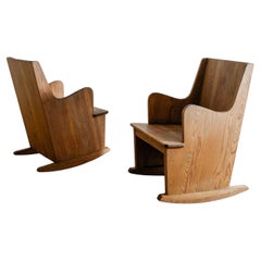 Axel Einar Hjorth Lovö Rocking Chairs in Pine Wood by Nordiska Kompaniet, 1930s