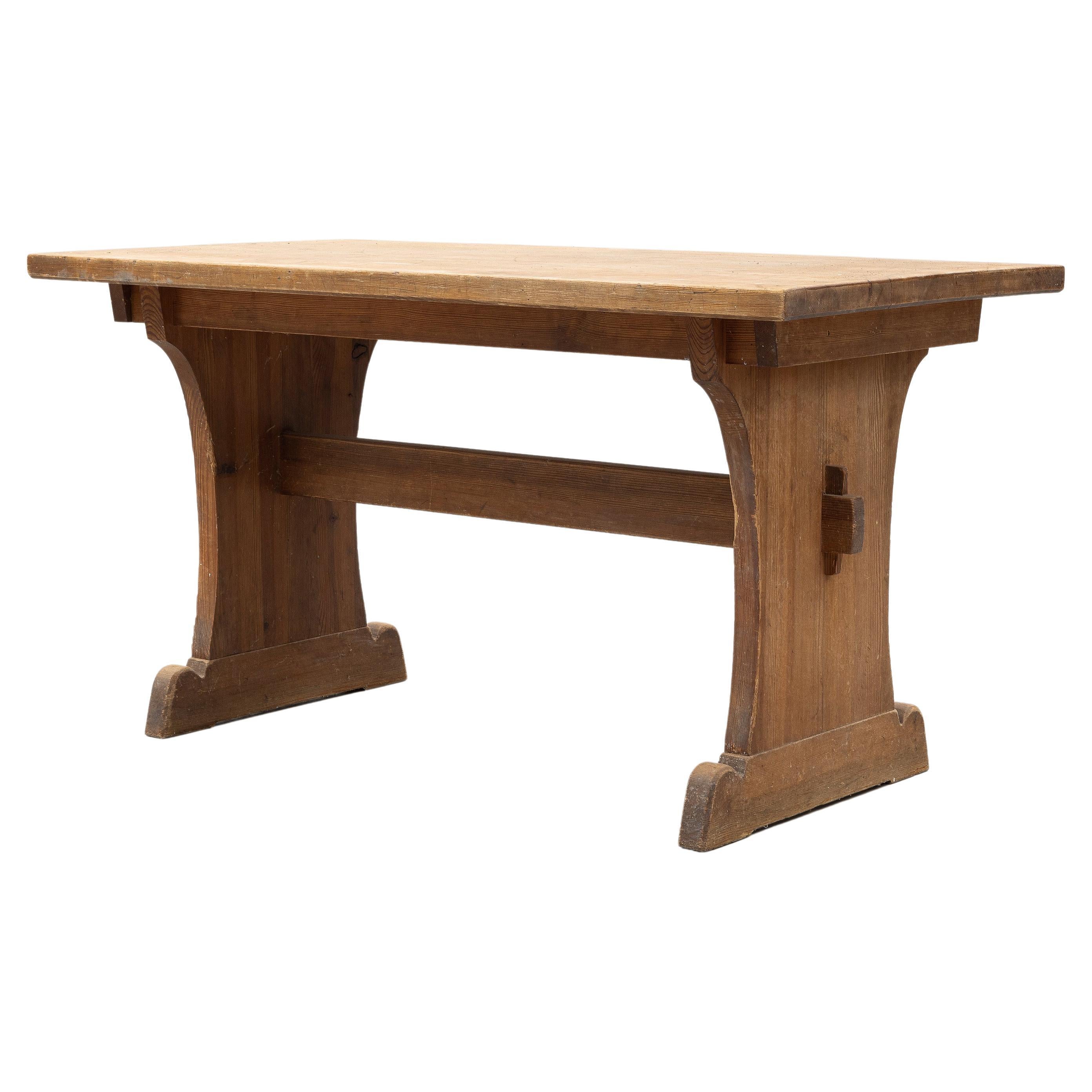 Axel Einar Hjorth "Lovö" Table in Solid Stained Pine Produced for NK, 1930s