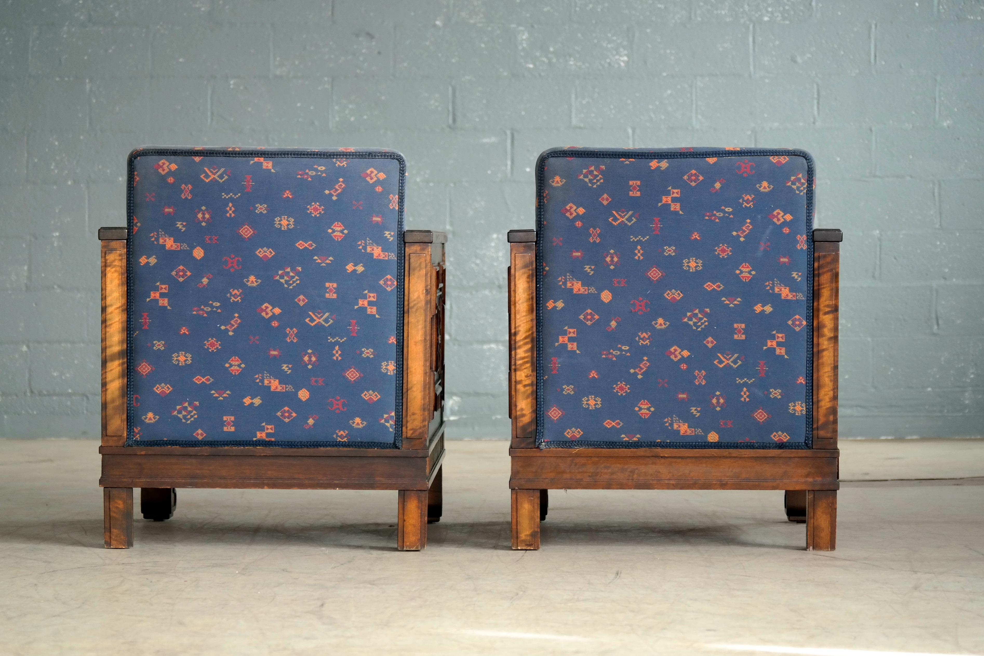 Axel Einar Hjorth Pair of Lounge or Club Chairs in Flamed Birch, Sweden, 1930s 6