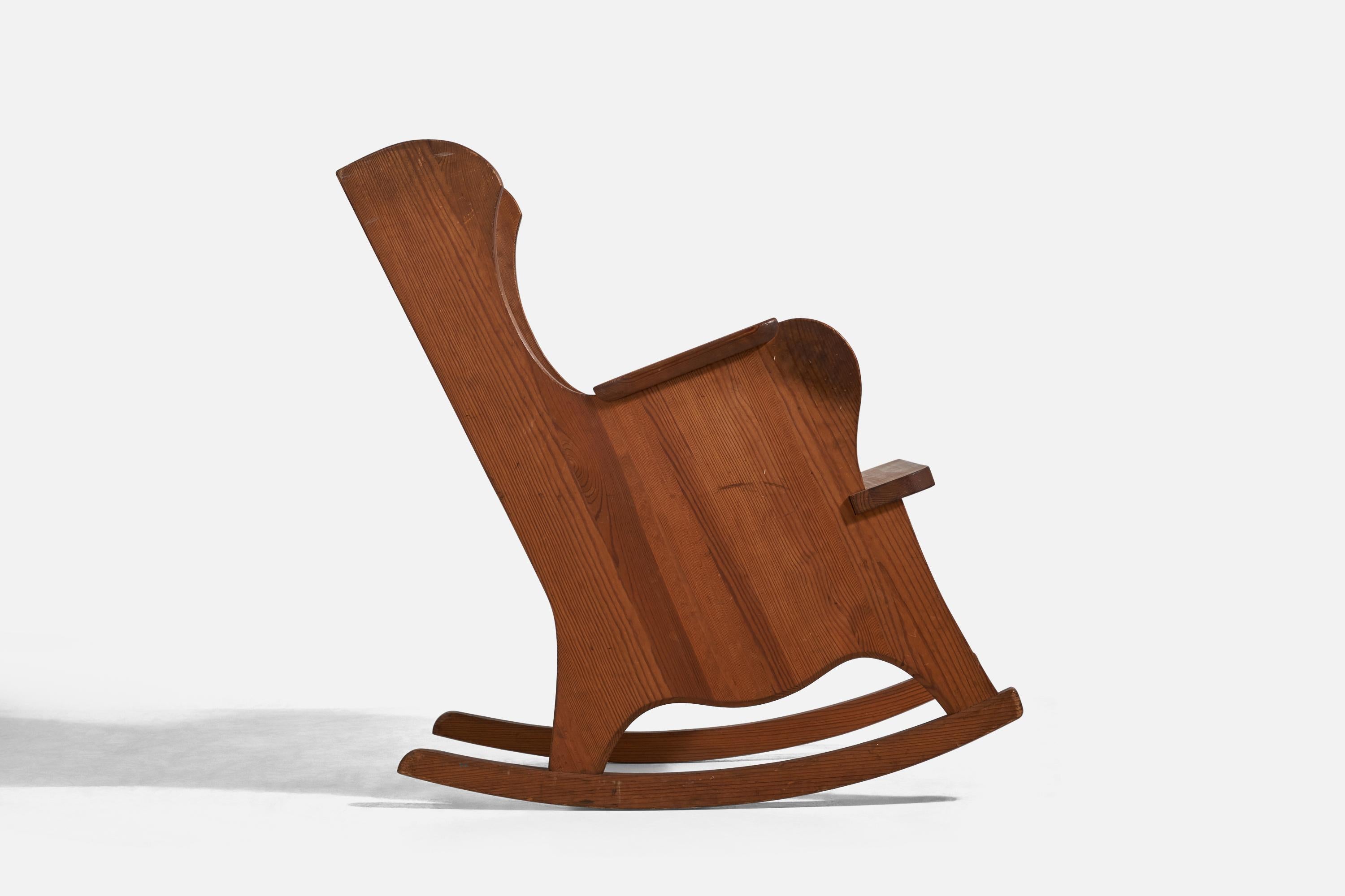 Scandinavian Modern Axel Einar Hjorth, Rocking Chair, Pine, Nordiska Kompaniet, Sweden, 1930s