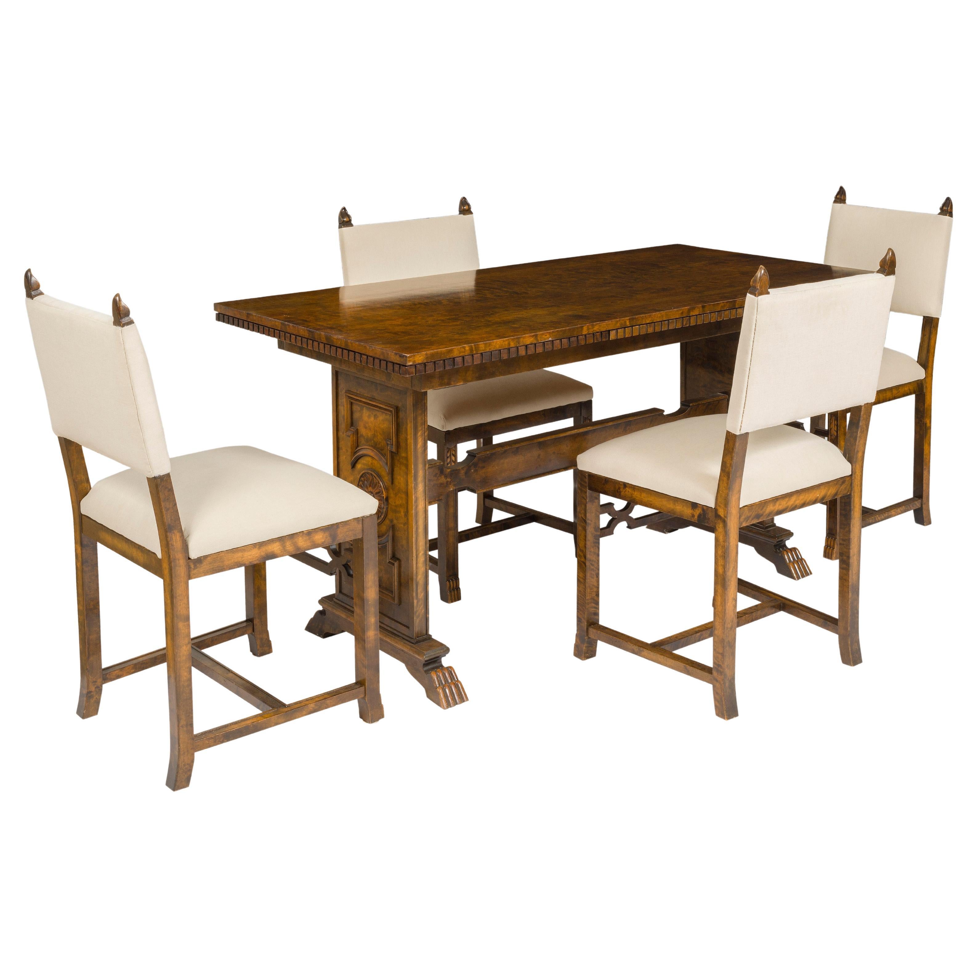 Axel Einar Hjorth Roma set extendable table and chairs, 1920's For Sale