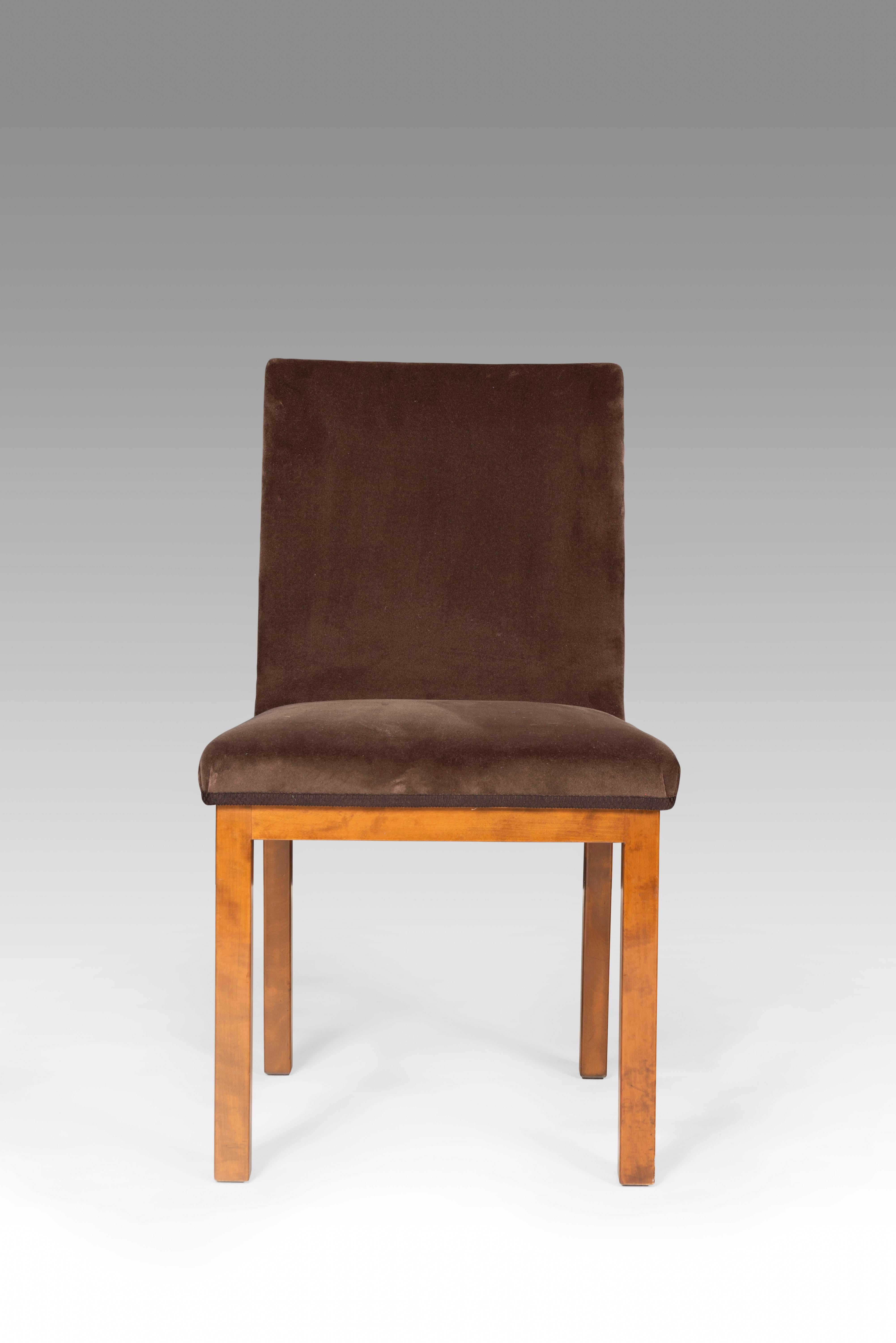 Axel Einar Hjorth Corall Set of 4 Chairs Birch and Velvet 1934 In Good Condition For Sale In Uccle, BE