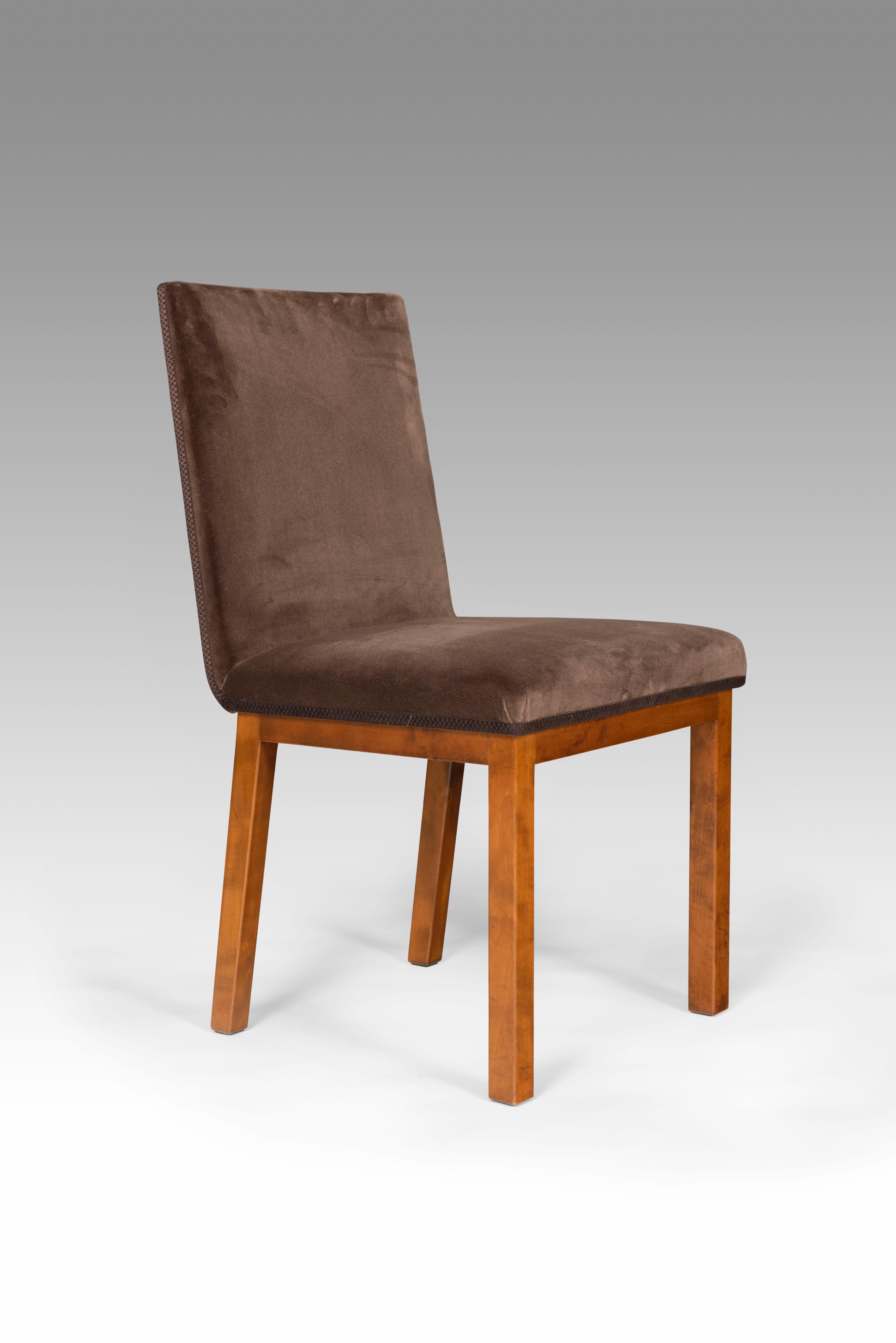 20ième siècle Ensemble de 4 chaises en bouleau et velours Axel Einar Hjorth Corall, 1934 en vente
