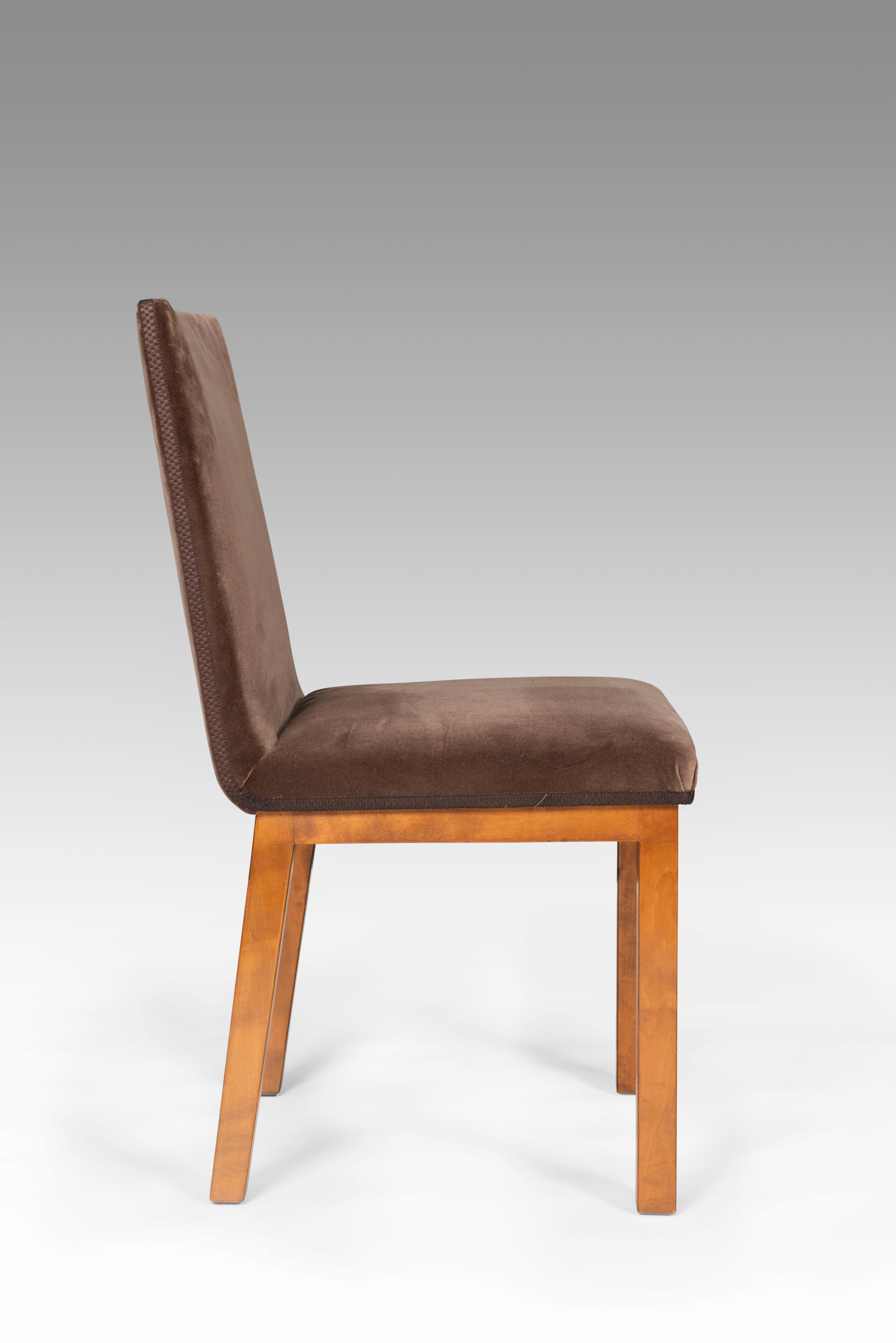 Axel Einar Hjorth Corall Set of 4 Chairs Birch and Velvet 1934 For Sale 1