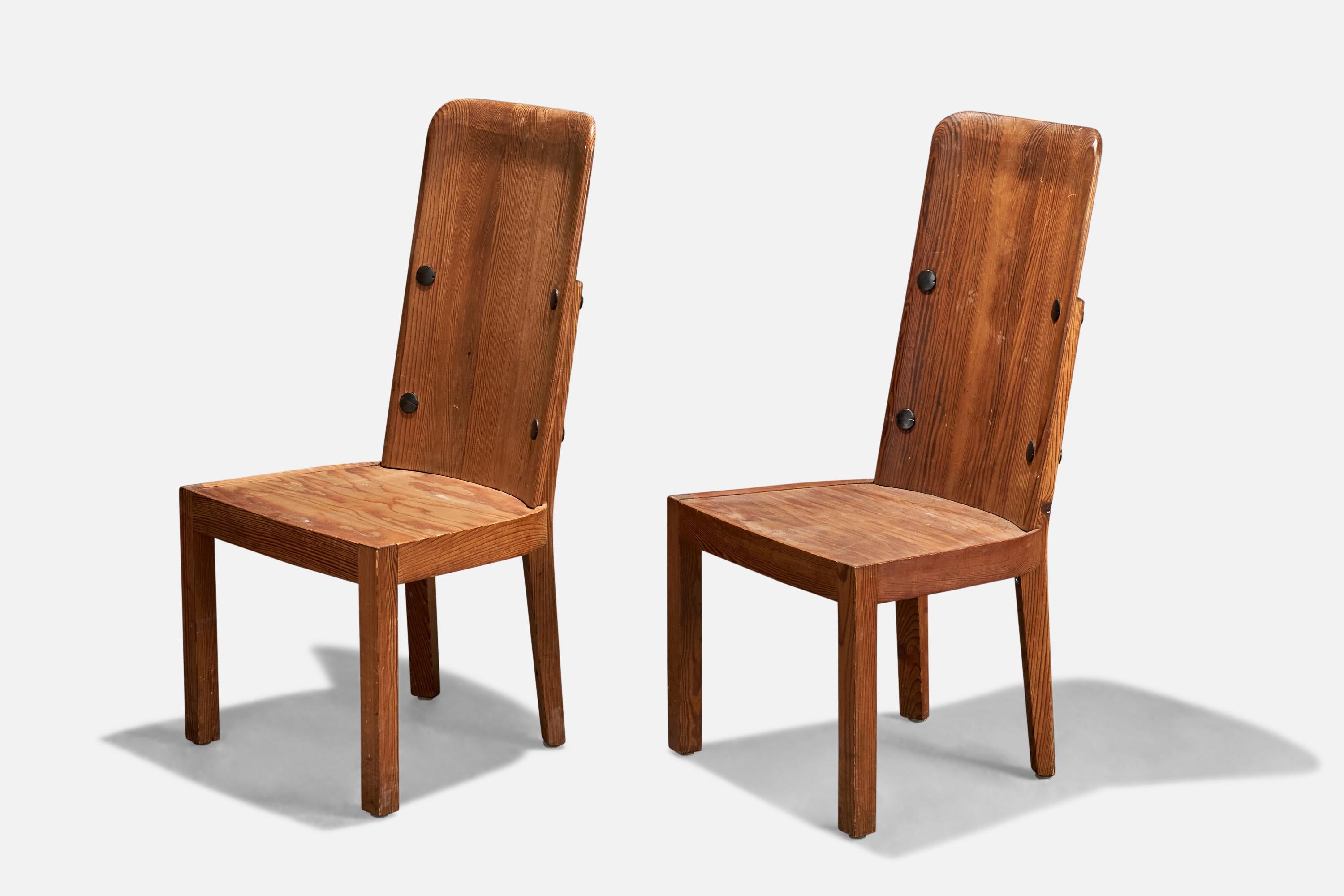 Scandinavian Modern Axel Einar Hjorth, Set of “Lovö” Chairs, Pine, Nordiska Kompaniet, Sweden, 1930s