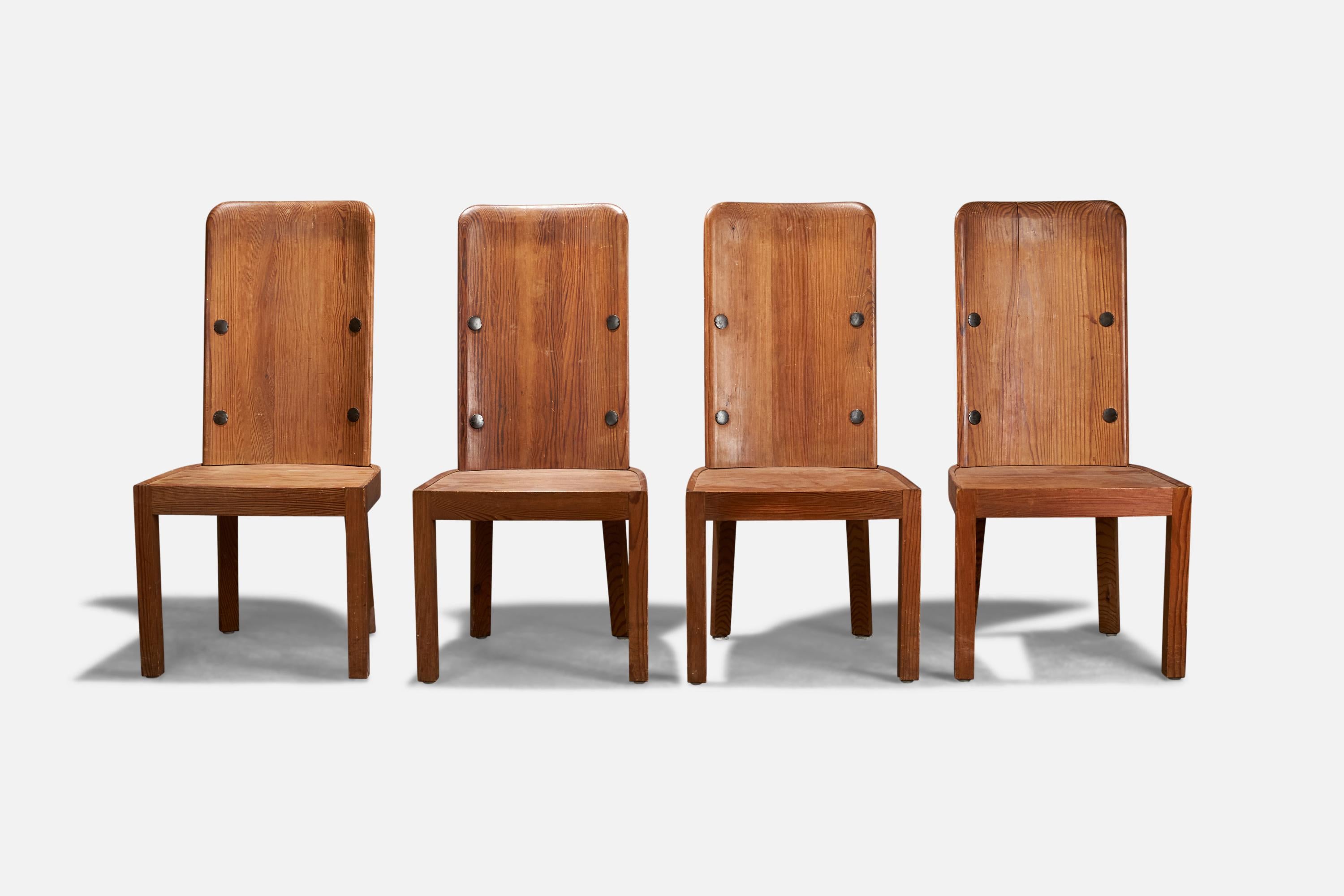 Swedish Axel Einar Hjorth, Set of “Lovö” Chairs, Pine, Nordiska Kompaniet, Sweden, 1930s