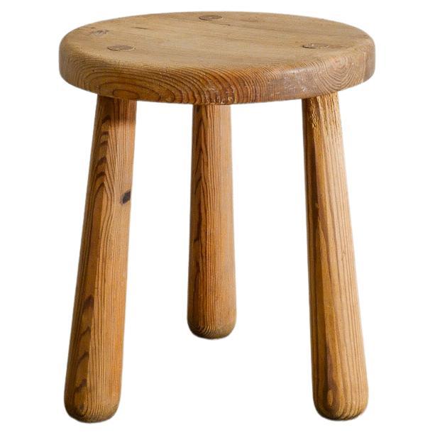 Axel Einar Hjorth "Skoga" Pine Wood Stool by Nordiska Kompaniet Stockholm, 1930s For Sale