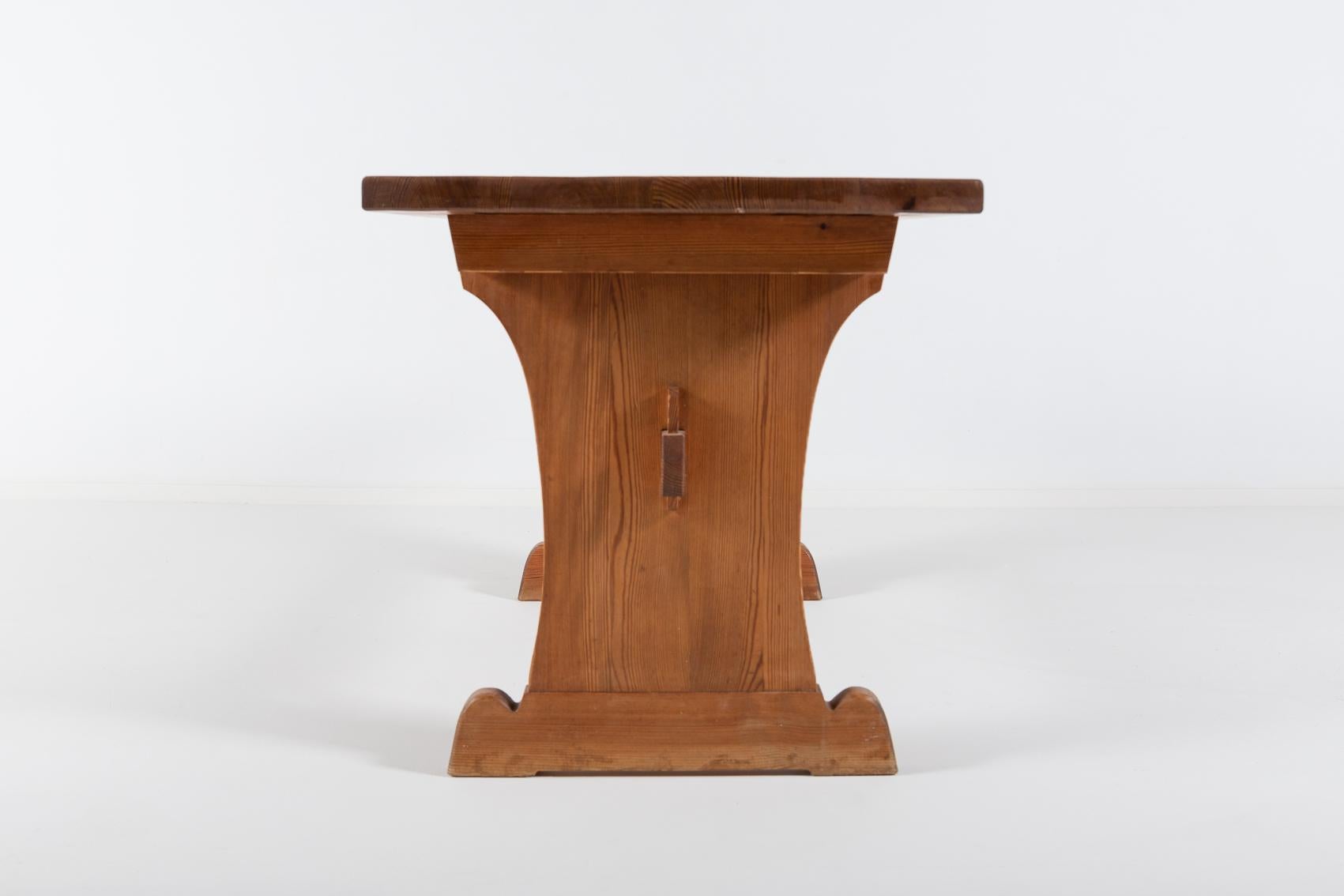 Pine Axel Einar Hjorth ‘Sport’ solid pine table by Nordiska Kompaniet For Sale