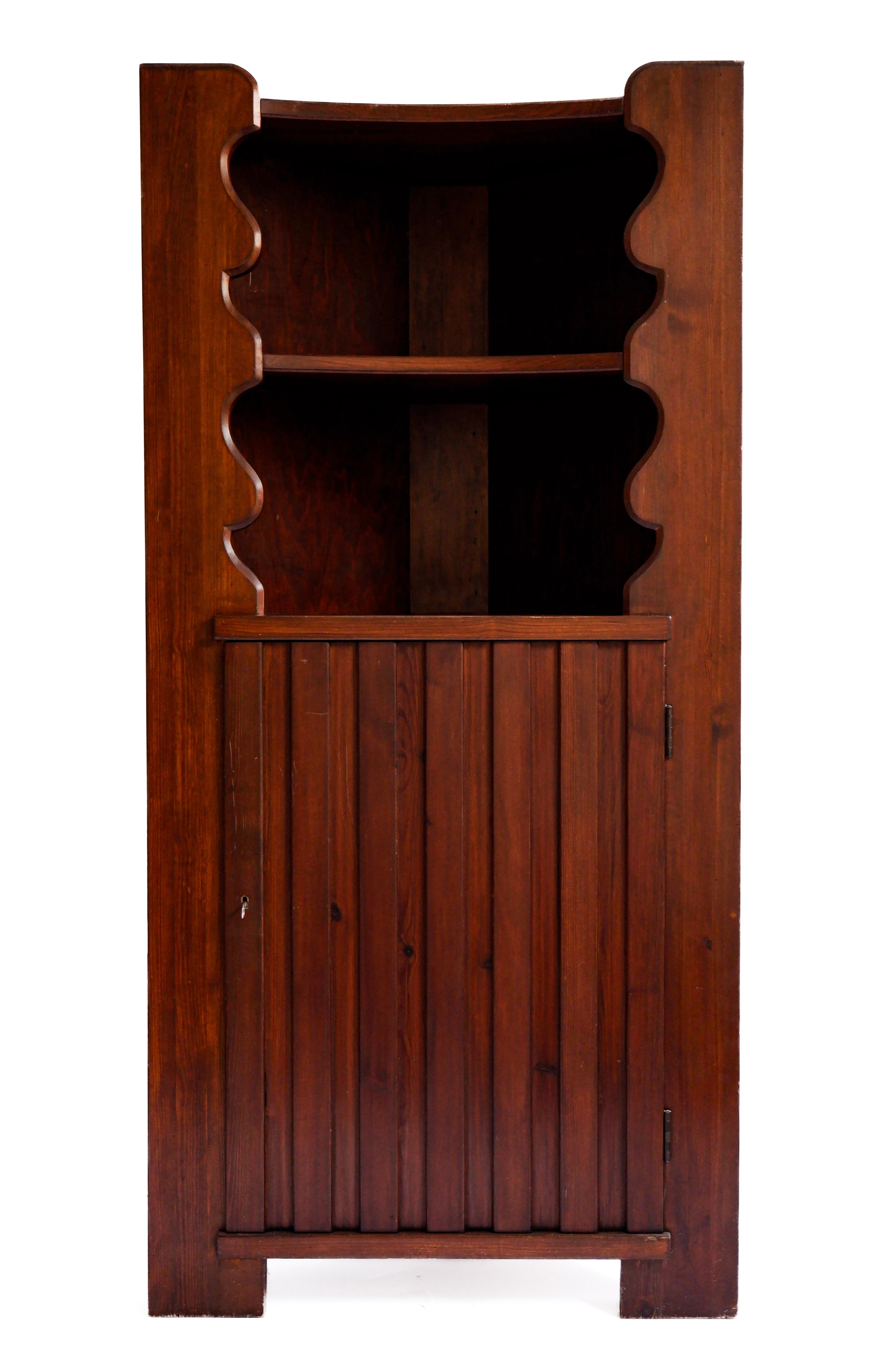 French Axel-Einar Hjorth stained Pine Angle Cabinet Model Utö, circa 1940