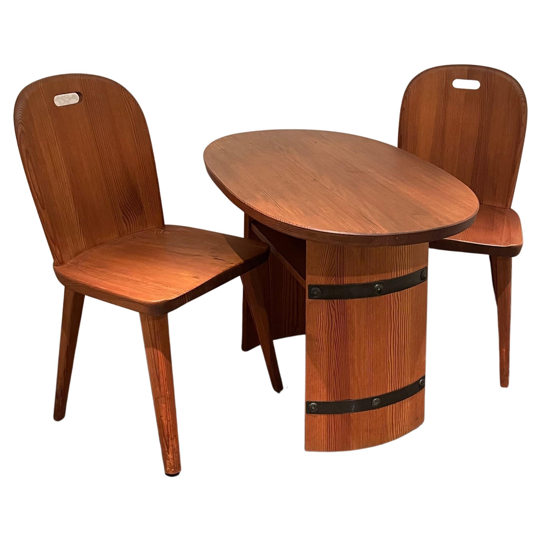 ”Lövåsen” Pine Coffee Table Set in Axel Einar Hjorth-Style by Åby Möbelfabrik  For Sale