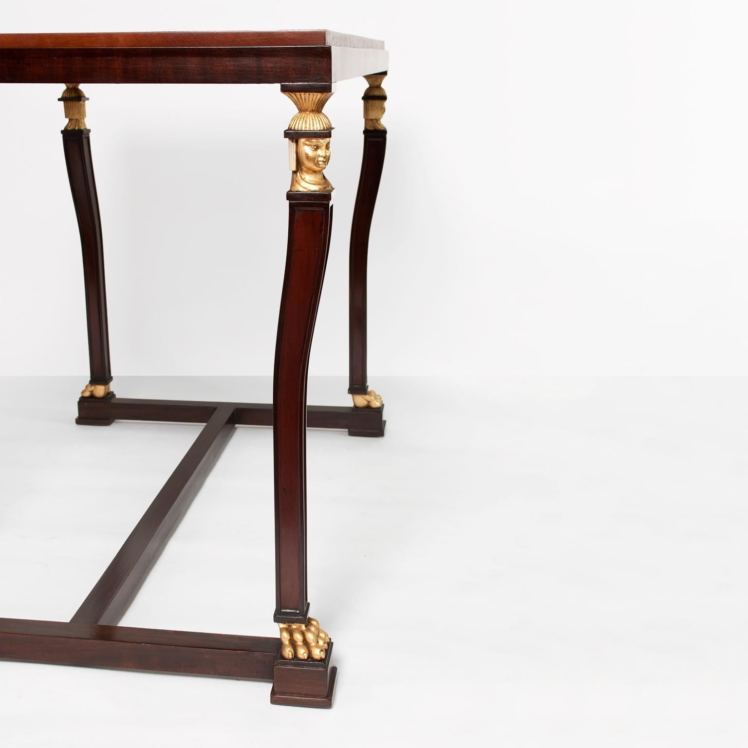 Marquetry Axel Einar Hjorth Swedish Grace Mahogany Console Center Table for NK, Stockholm For Sale