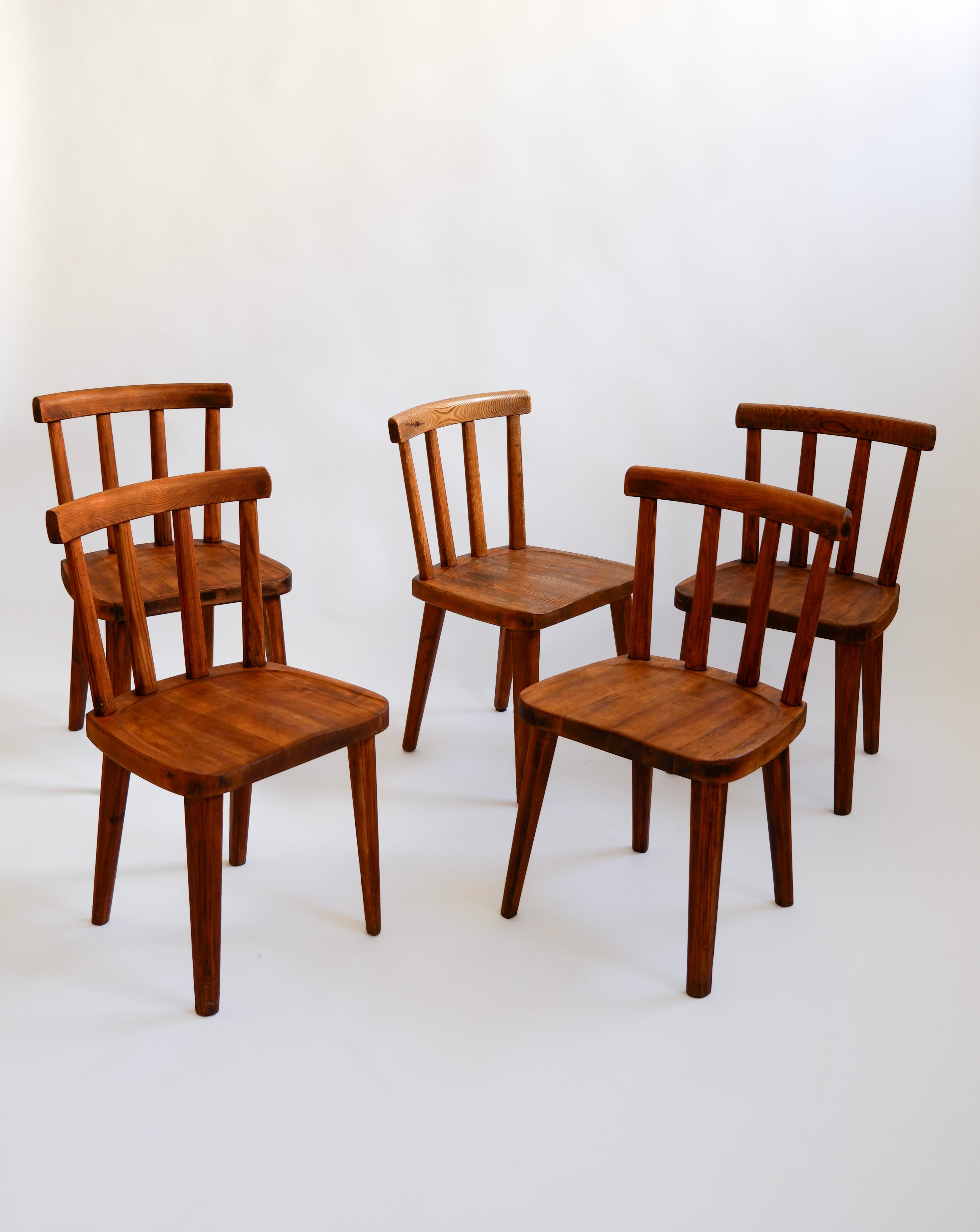 Mid-20th Century Axel Einar Hjorth Utö set of 5 chairs for Nordiska Kompaniet, circa 1932
