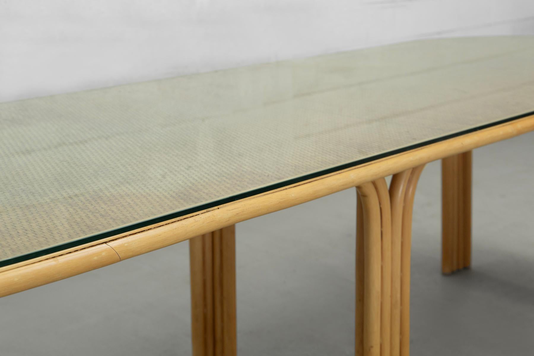 Axel Enthoven attr. Table de salle à manger en bambou et verre en vente 3