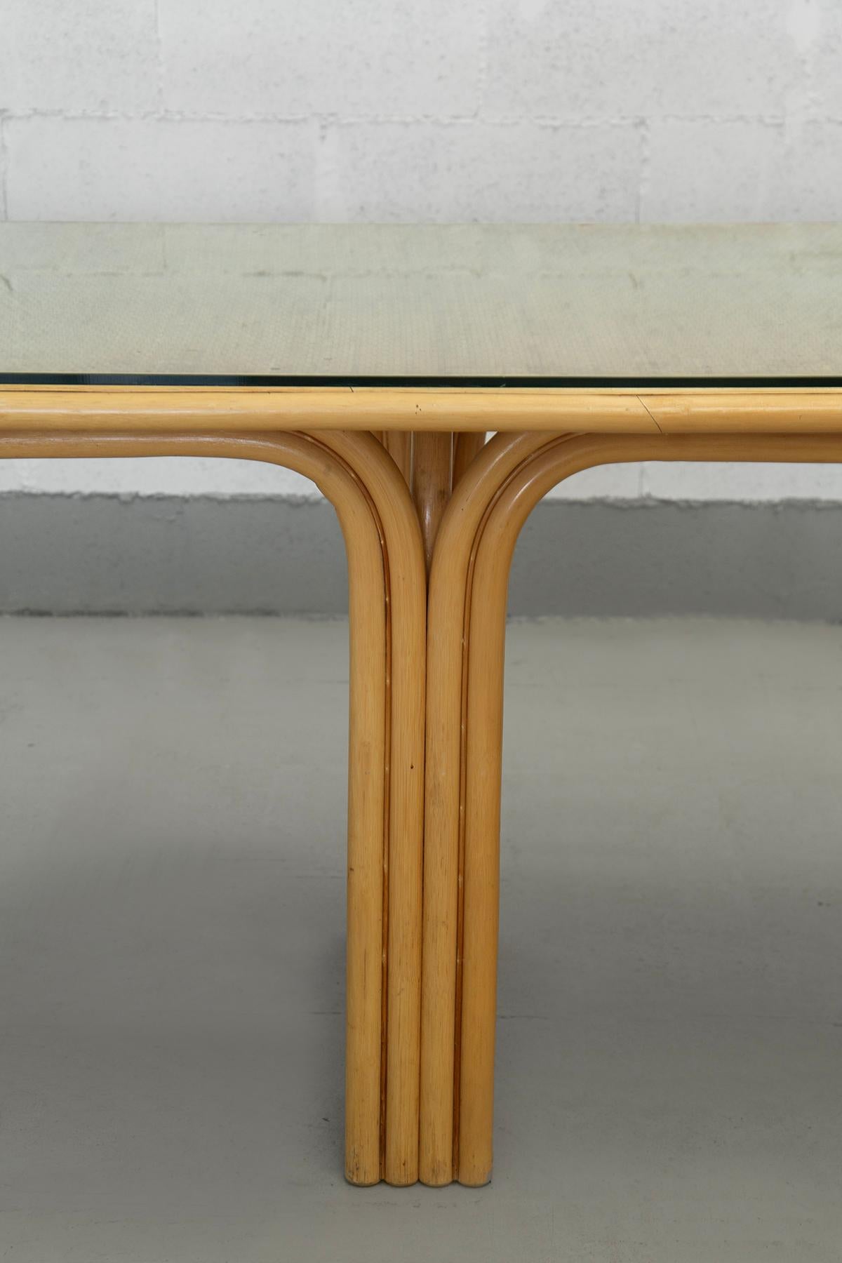 Axel Enthoven attr. Table de salle à manger en bambou et verre en vente 1