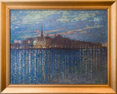 Antique Pointillism City View Over Gamla Stan, Stockholm, 1910