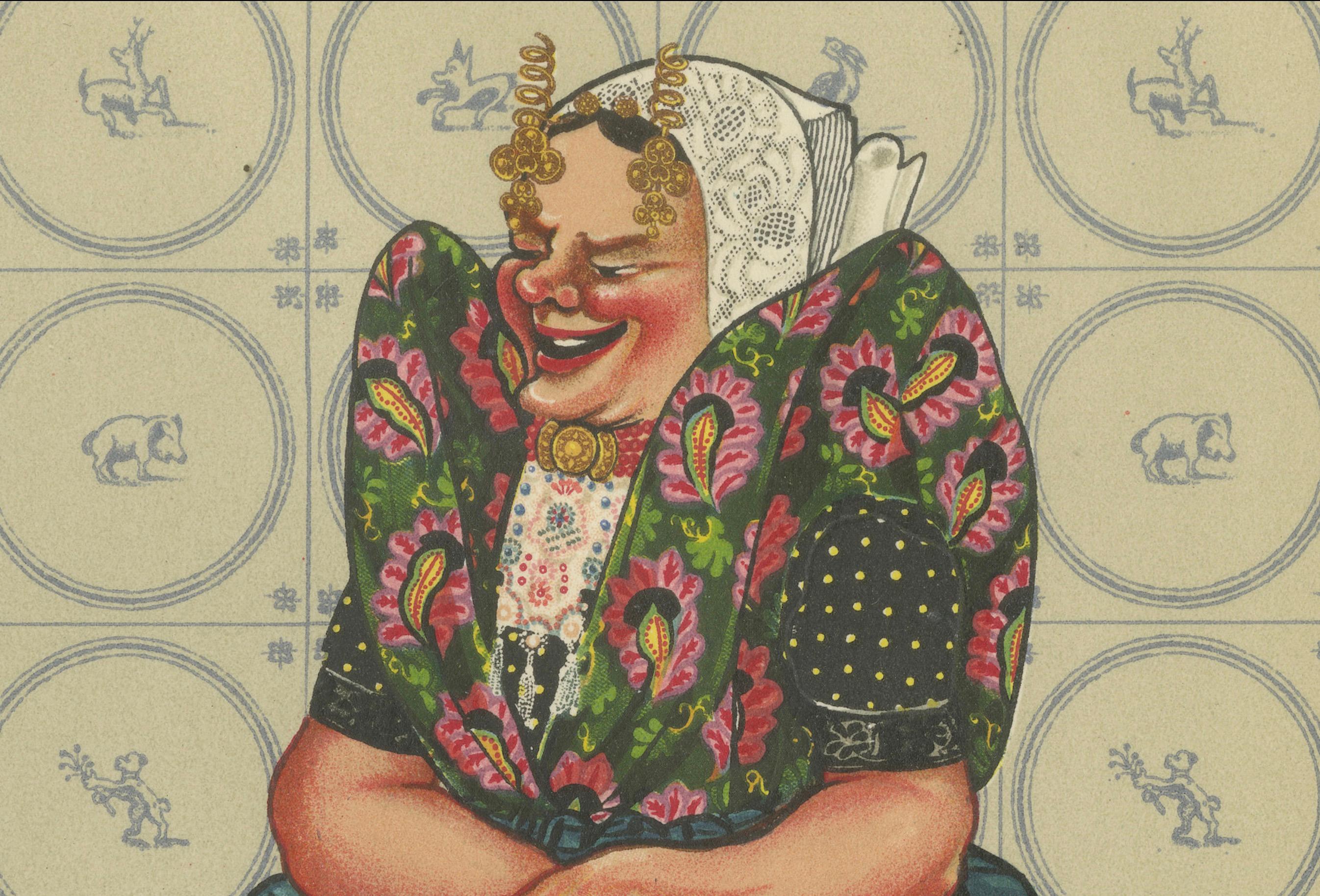 Familie Axel in Tracht, Seeland-Flandern, 1930er Jahre Lithographie (Papier) im Angebot