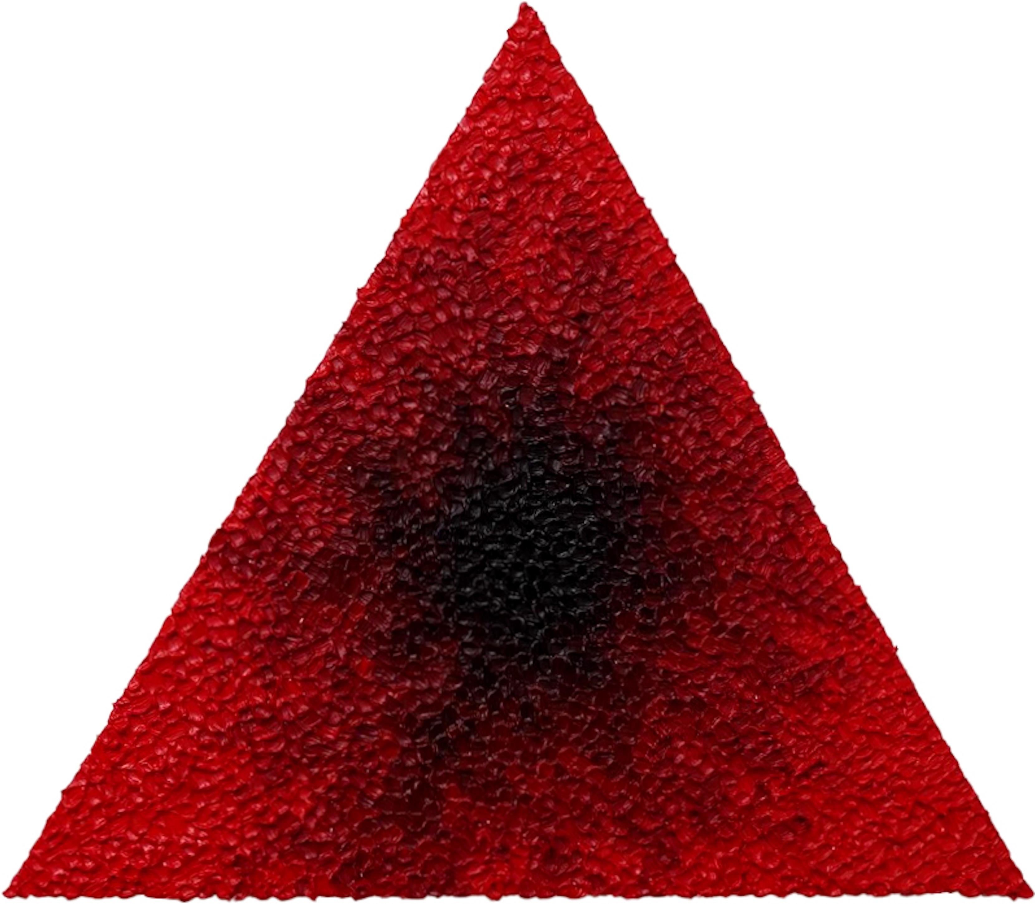 Axel Getz Abstract Painting - Carnal - Textured Red and Black Oil Painting on Triangle Canvas