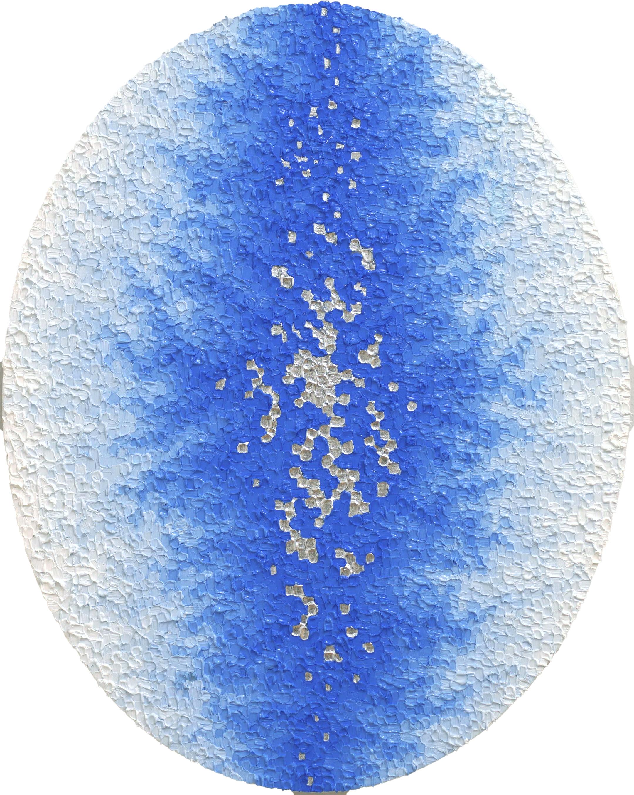 Estasi - Pittura a olio strutturata con foglia d'oro bianco ispirata a Santa Teresa