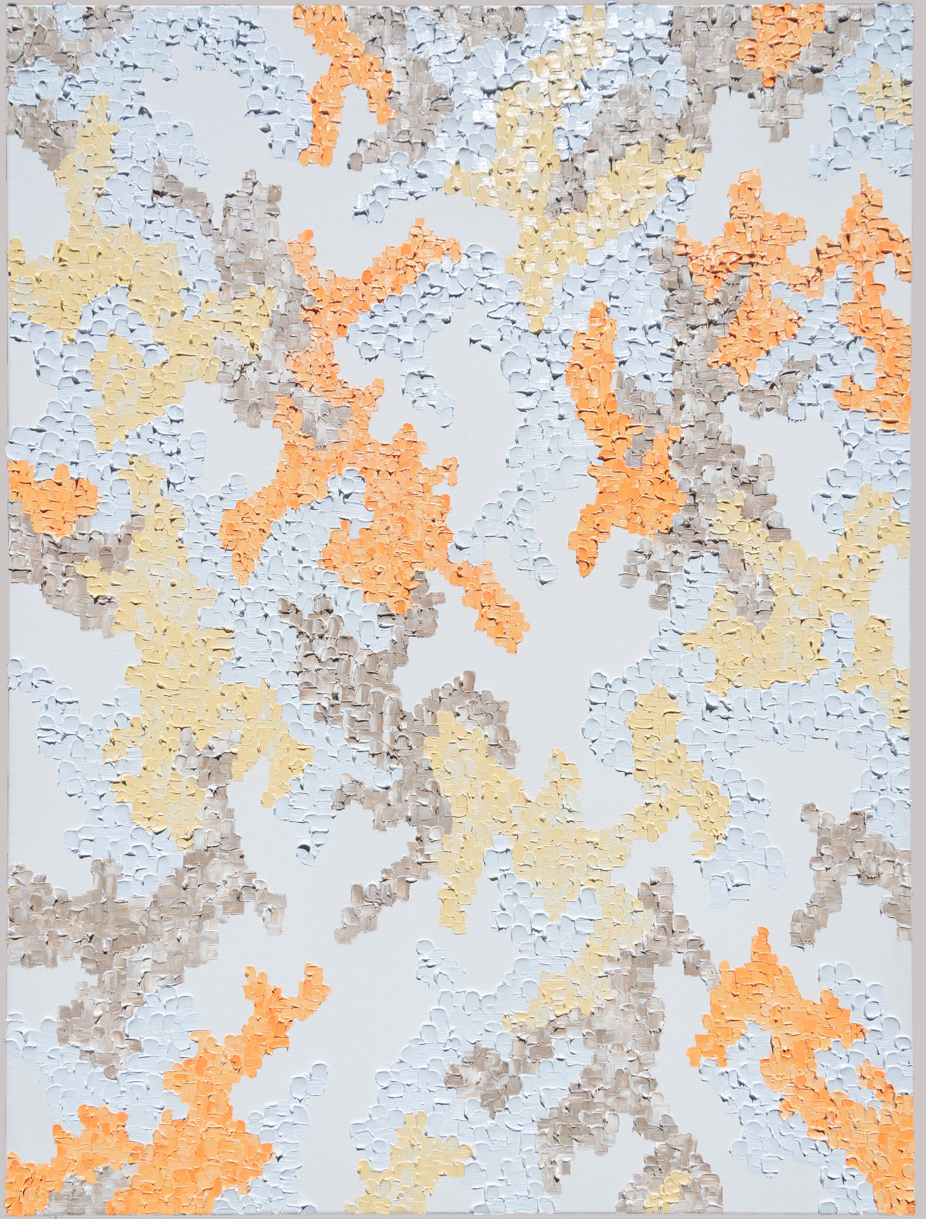 Abstract Painting de Axel Getz - Cesta de Frutas - Pintura al Óleo Contemporánea, Albaricoque, Naranja, Limón, Amarillo