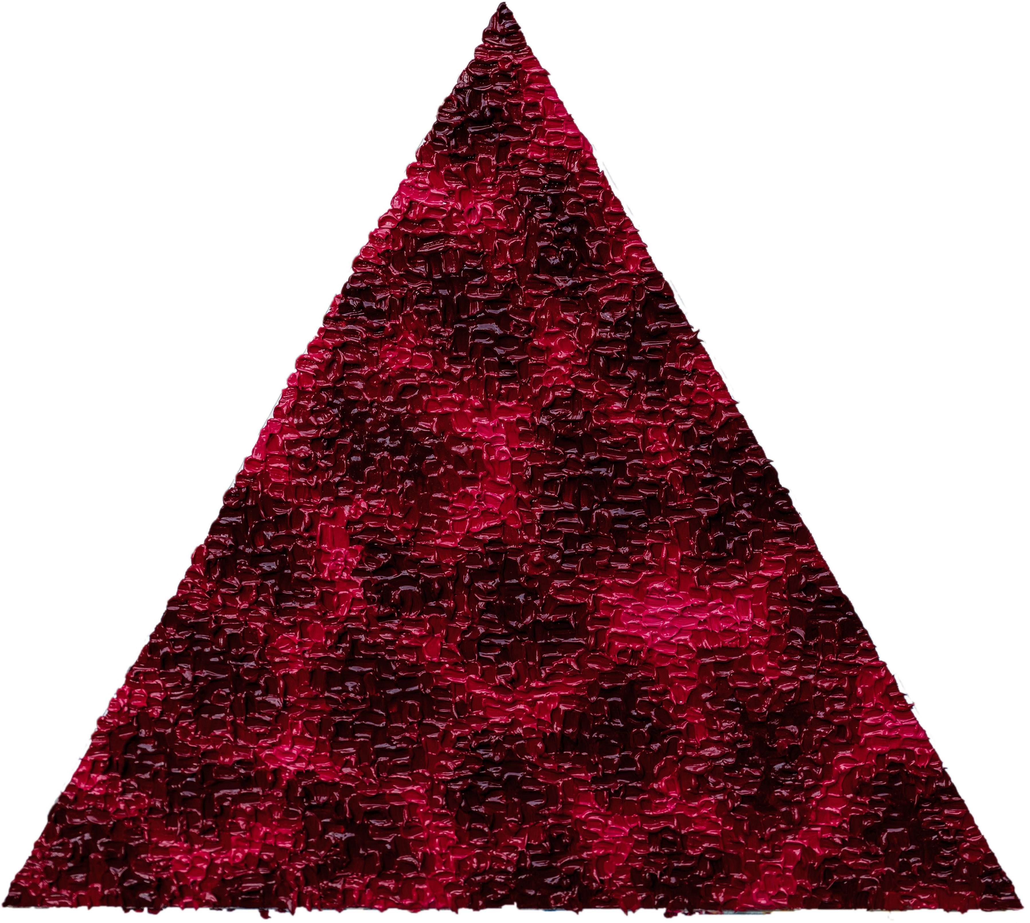 Axel Getz Abstract Painting - Kaposi - Textured Oil Red, Deep Orange and Black Triangle Canvas