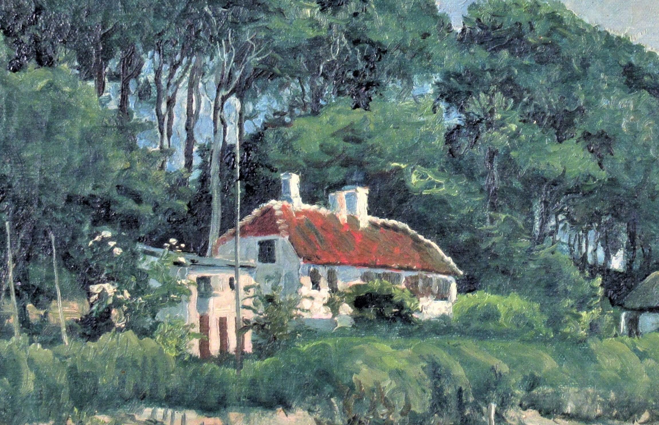 Landlandschaft mit Haus (Impressionismus), Painting, von Axel Haldrup