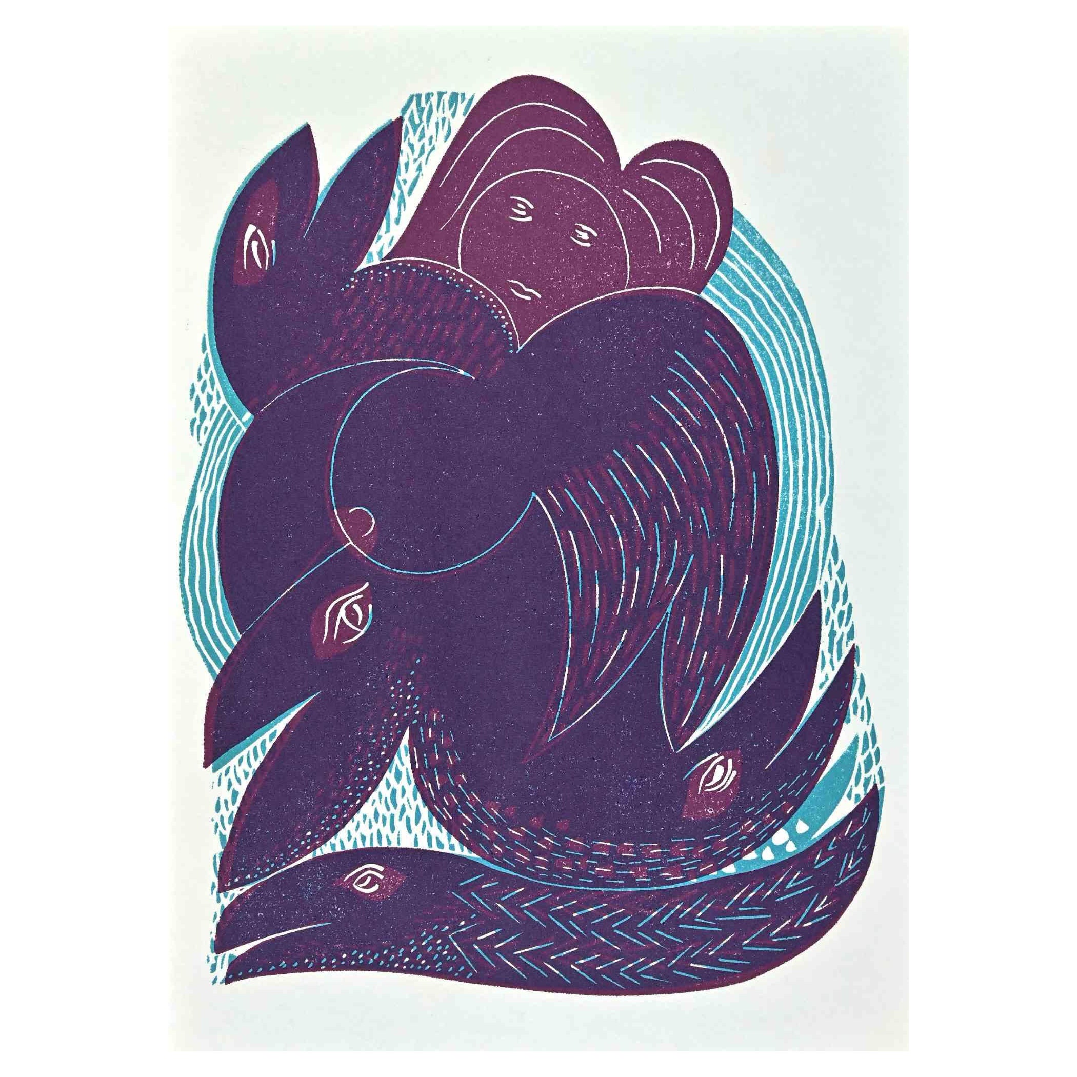 Creatures - Screen Print by Axel Hartenstein - Mid-20th century