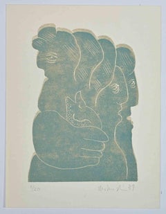 Figuras - Linograbado original de Axel Hartenstein - Mediados del siglo XX