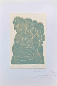 Figures - Original Linocut by Axel Hartenstein - Mid 20th century