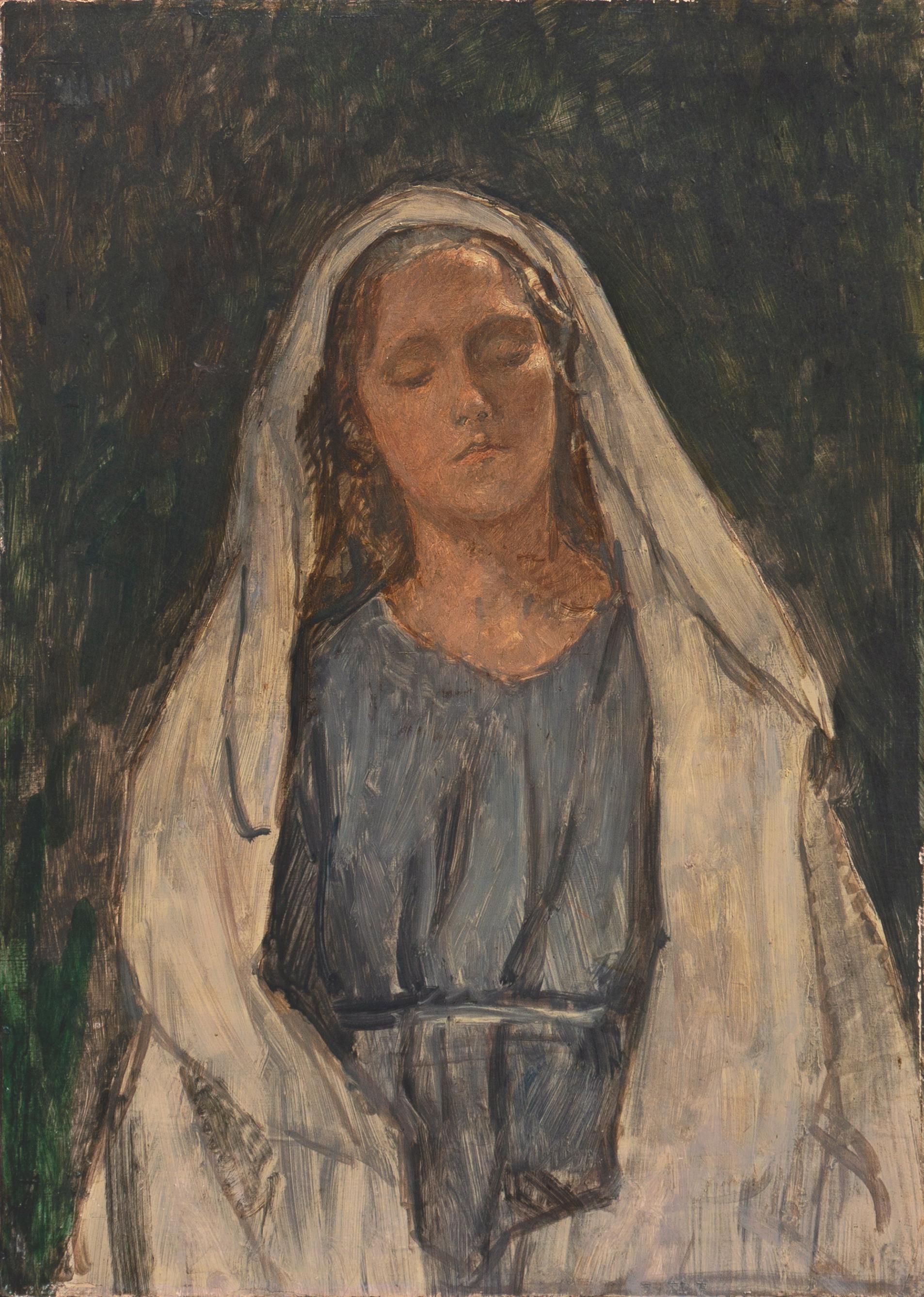 Figurative Painting di Axel Helsted - Madonna", Esposizione Universale di Parigi, Danish Academy Fine Arts, Palestina, Roma