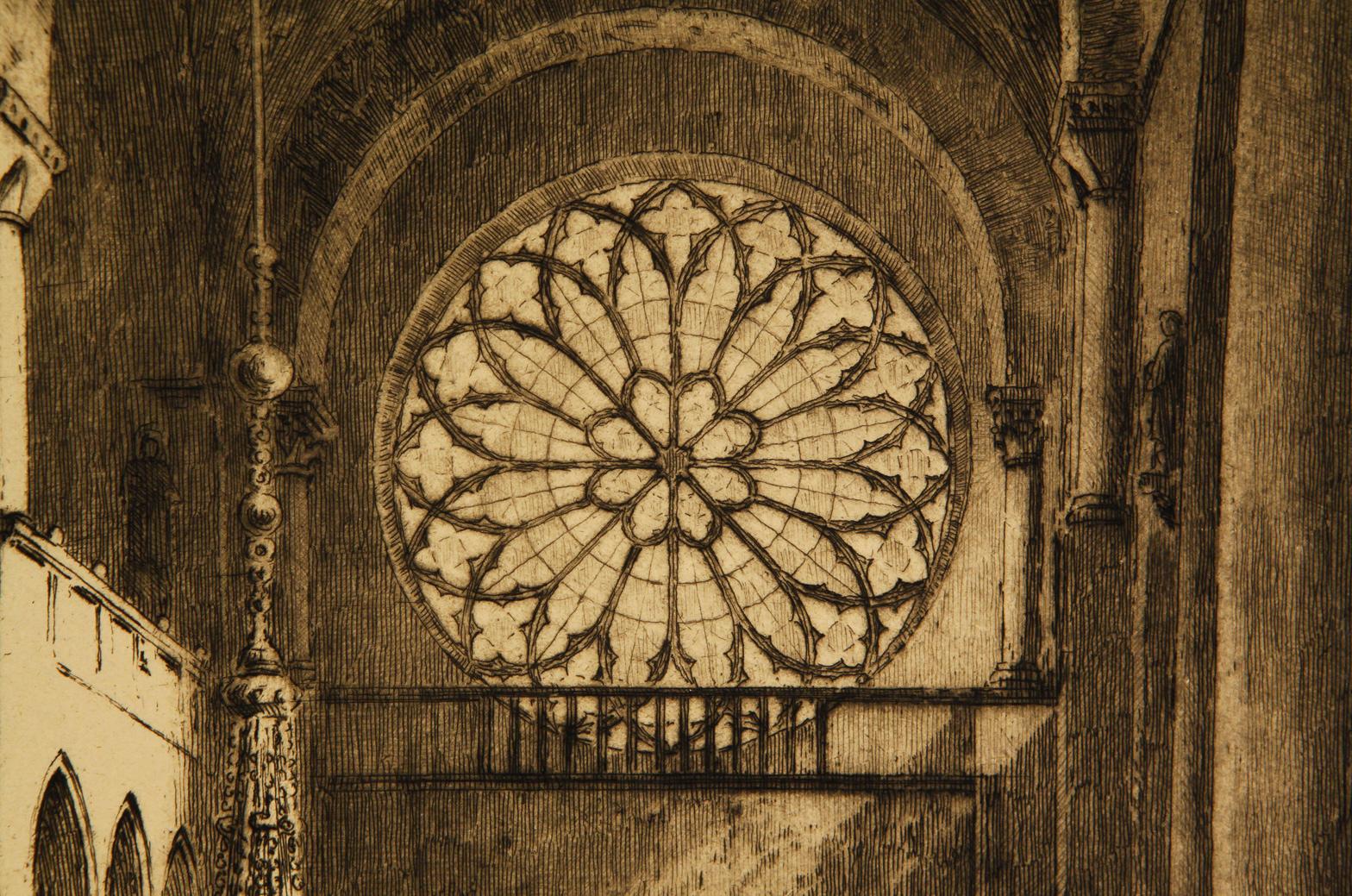 Signierte Kaltnadelradierung von Axel Herman Haig (1835-1921) aus dem frühen 20. Jahrhundert, die das Innere der Basilica Cattedrale Patriarcale di San Marco oder des Markusdoms in Venedig, Italien, darstellt. Die detailgetreue Szene zeigt Gläubige