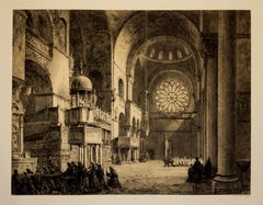 « South Transept of St. Mark's, Venice », estampe signée vintage