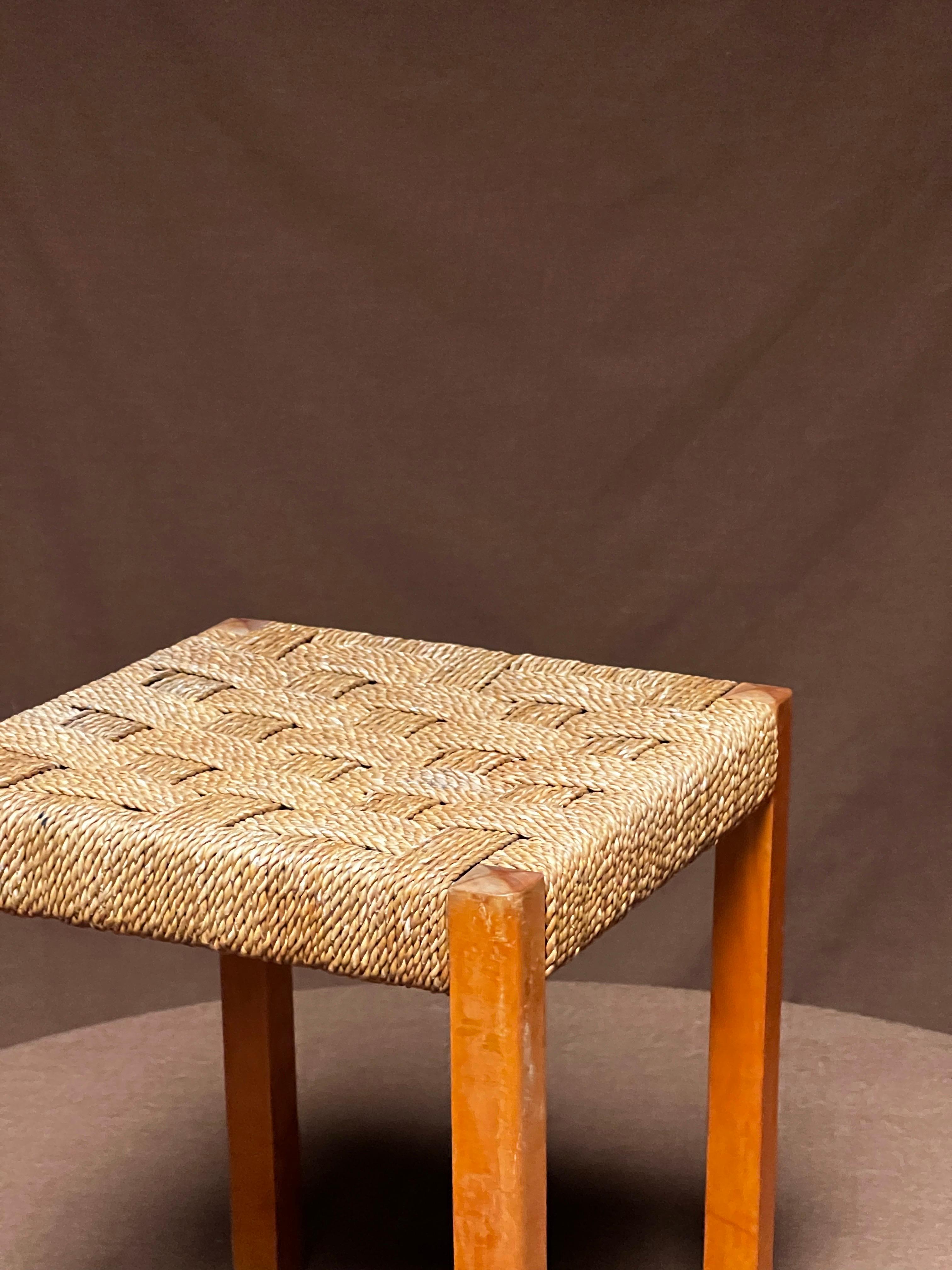 Axel Larsson  Taburete de 1930 en abedul macizo y cuerda Todo original Decorativo Escandinavo moderno en venta