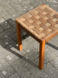 Axel Larsson 1930's Swedish birch and rope stool h42cm x 35x35 cm art deco